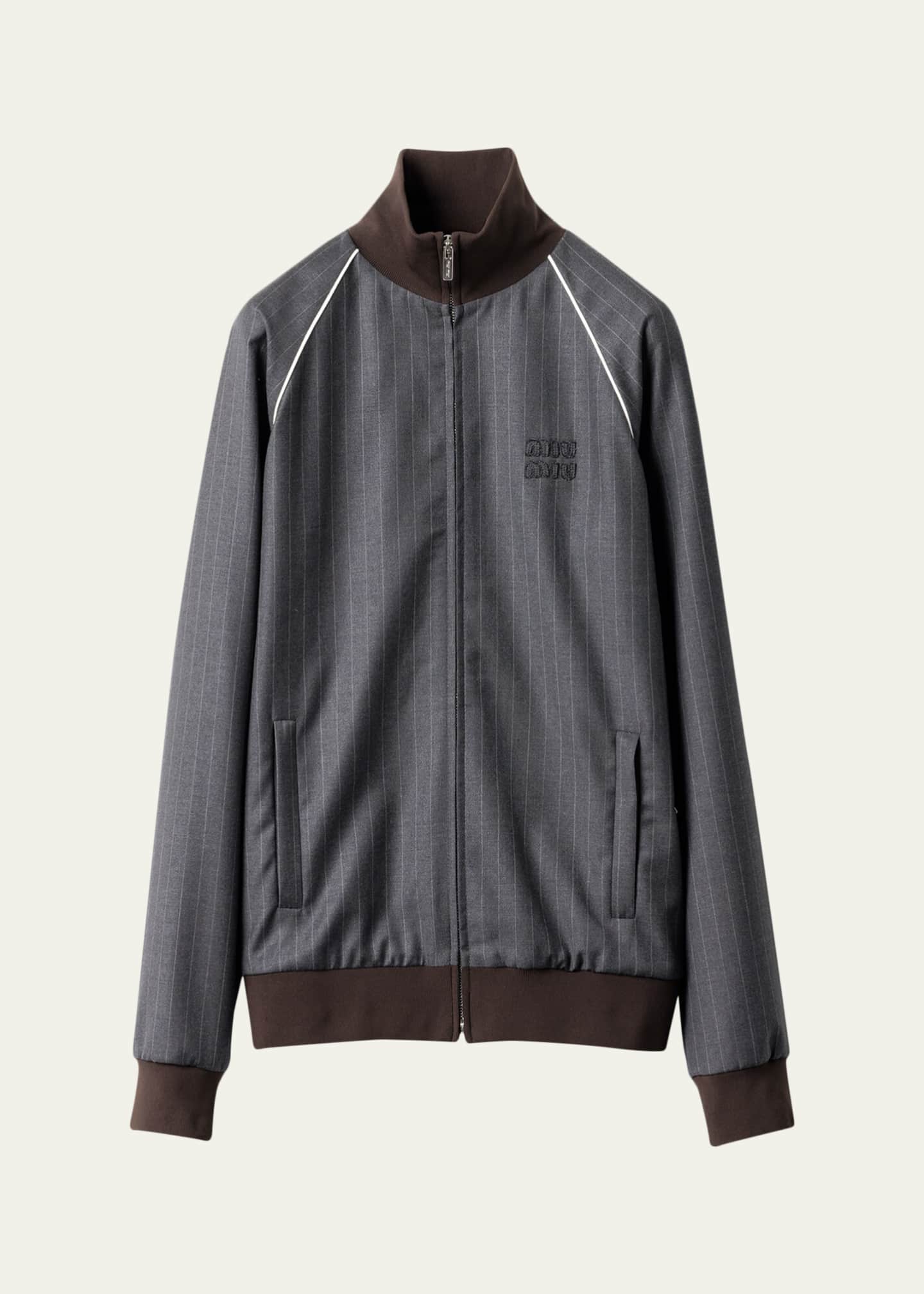 Miu Miu Pinstripe Zip-Up Jacket Image 1 of 4