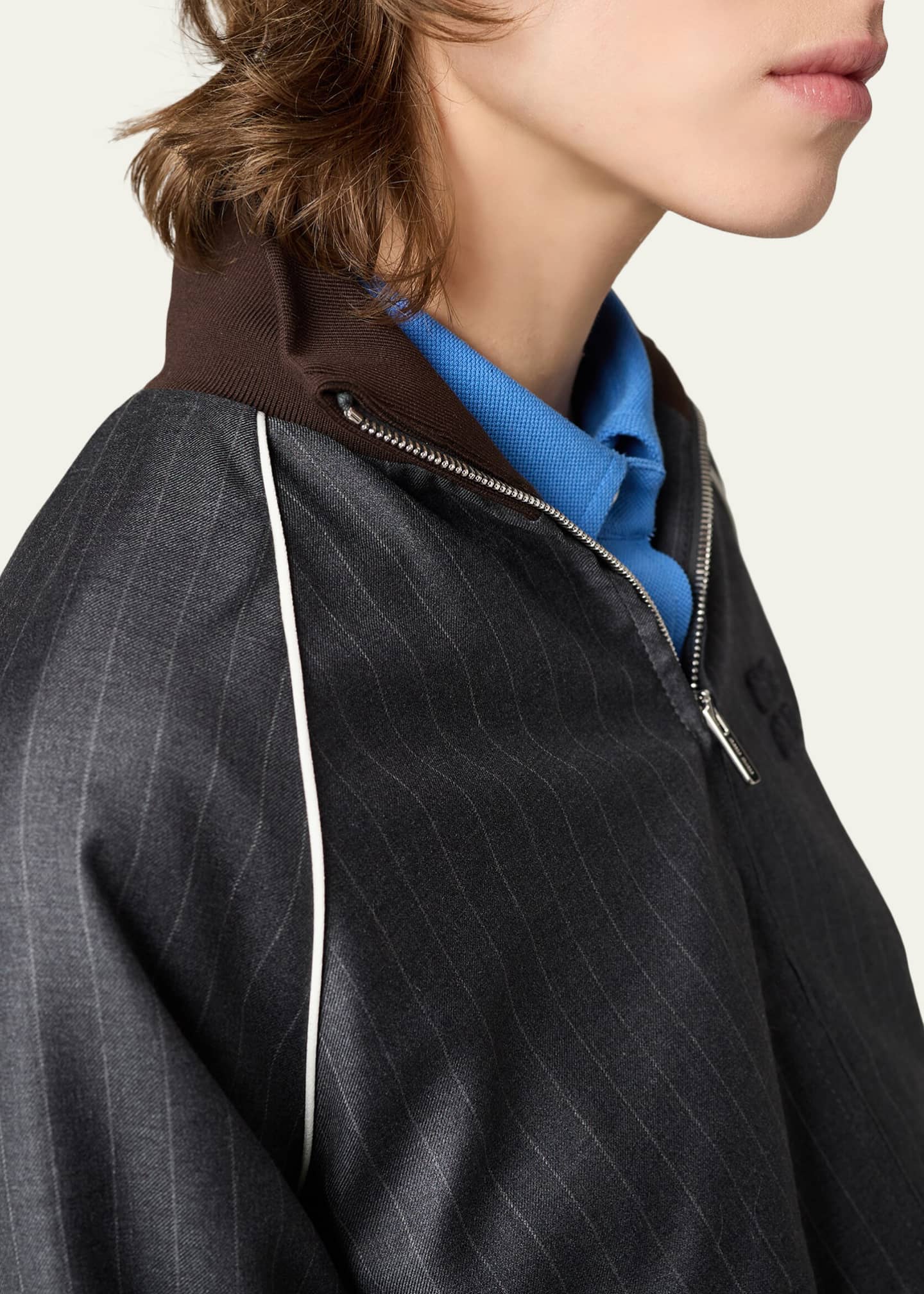 Miu Miu Pinstripe Zip-Up Jacket Image 4 of 4