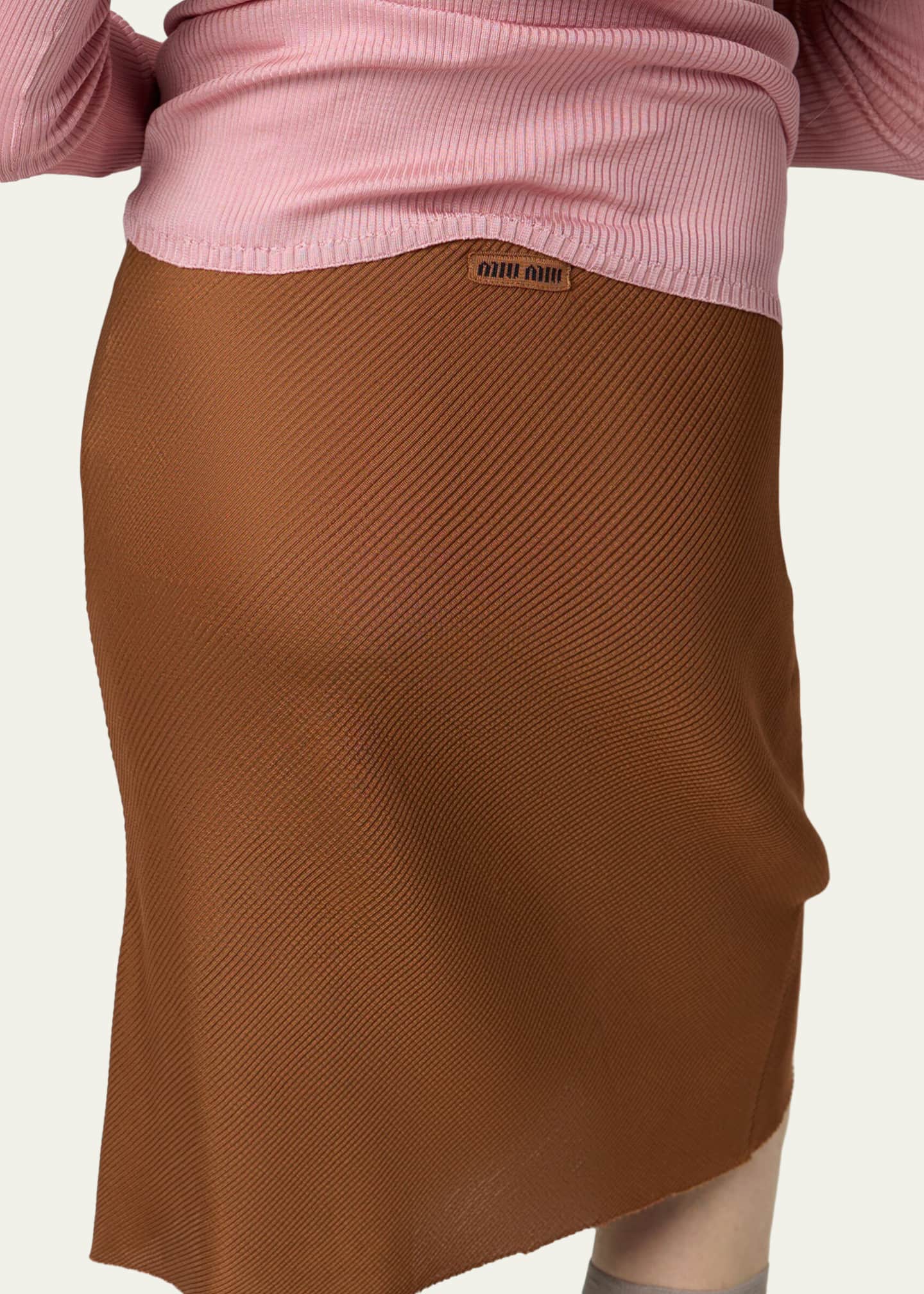 Miu Miu Diagonal Rib Silk Skirt - Bergdorf Goodman