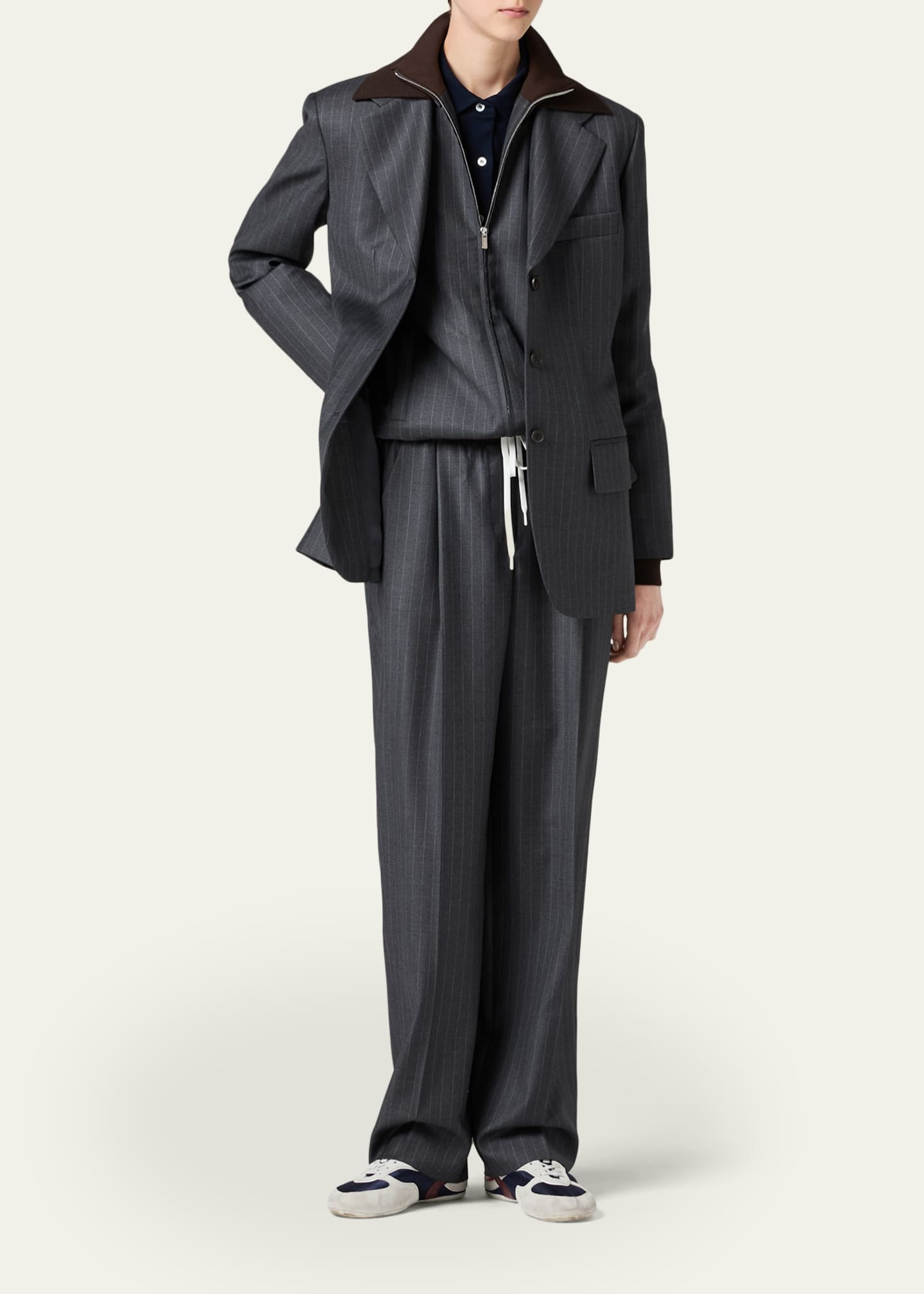 Miu Miu Pinstripe Single-Breasted Blazer Jacket - Bergdorf Goodman