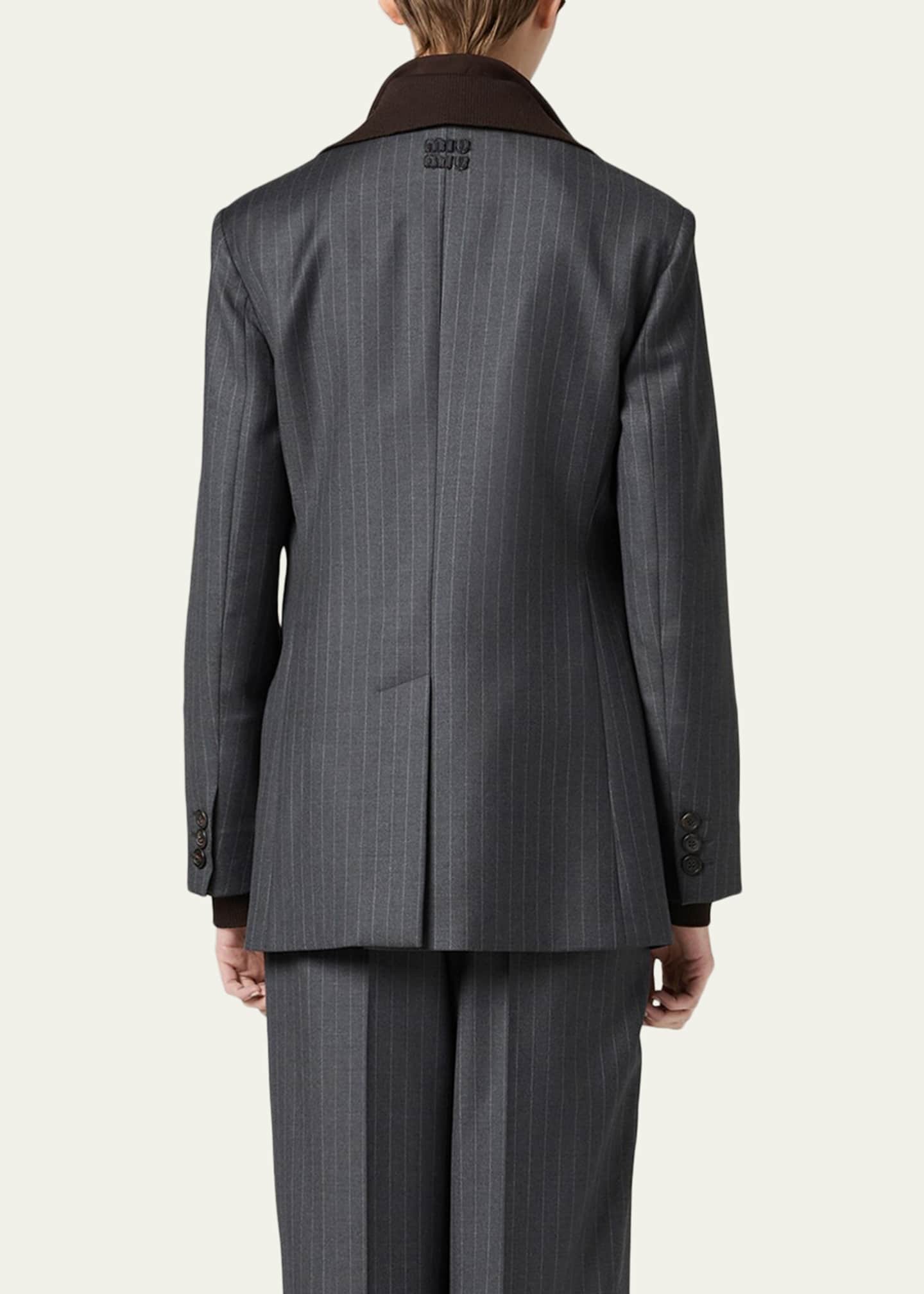 Miu Miu Pinstripe Single-Breasted Blazer Jacket - Bergdorf Goodman