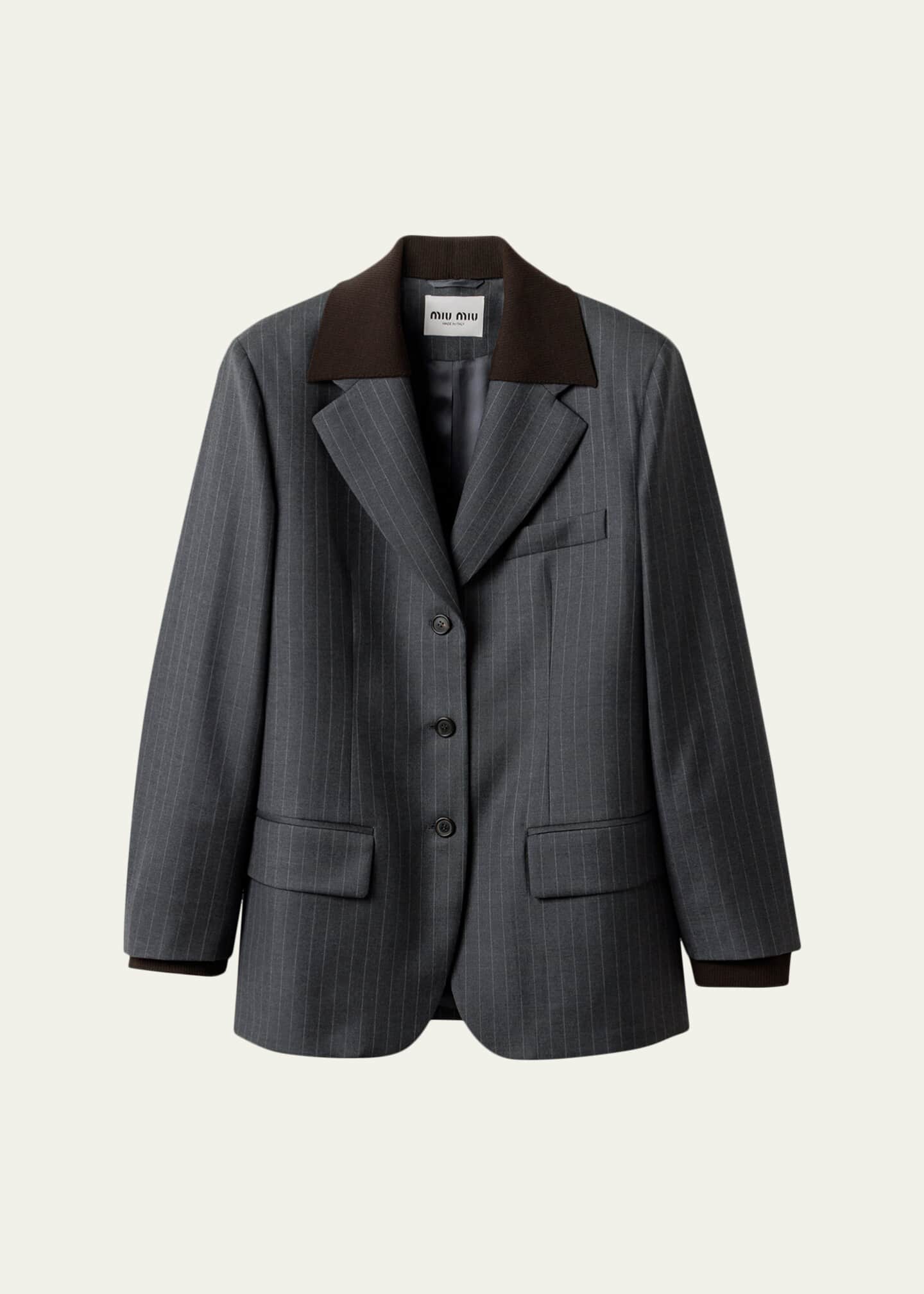 ジャケット・アウター MIU MIU Brocade lic Coat IT42 Miu Miu Pinstripe Single-Breasted Blazer Jacket - Bergdorf Goodman