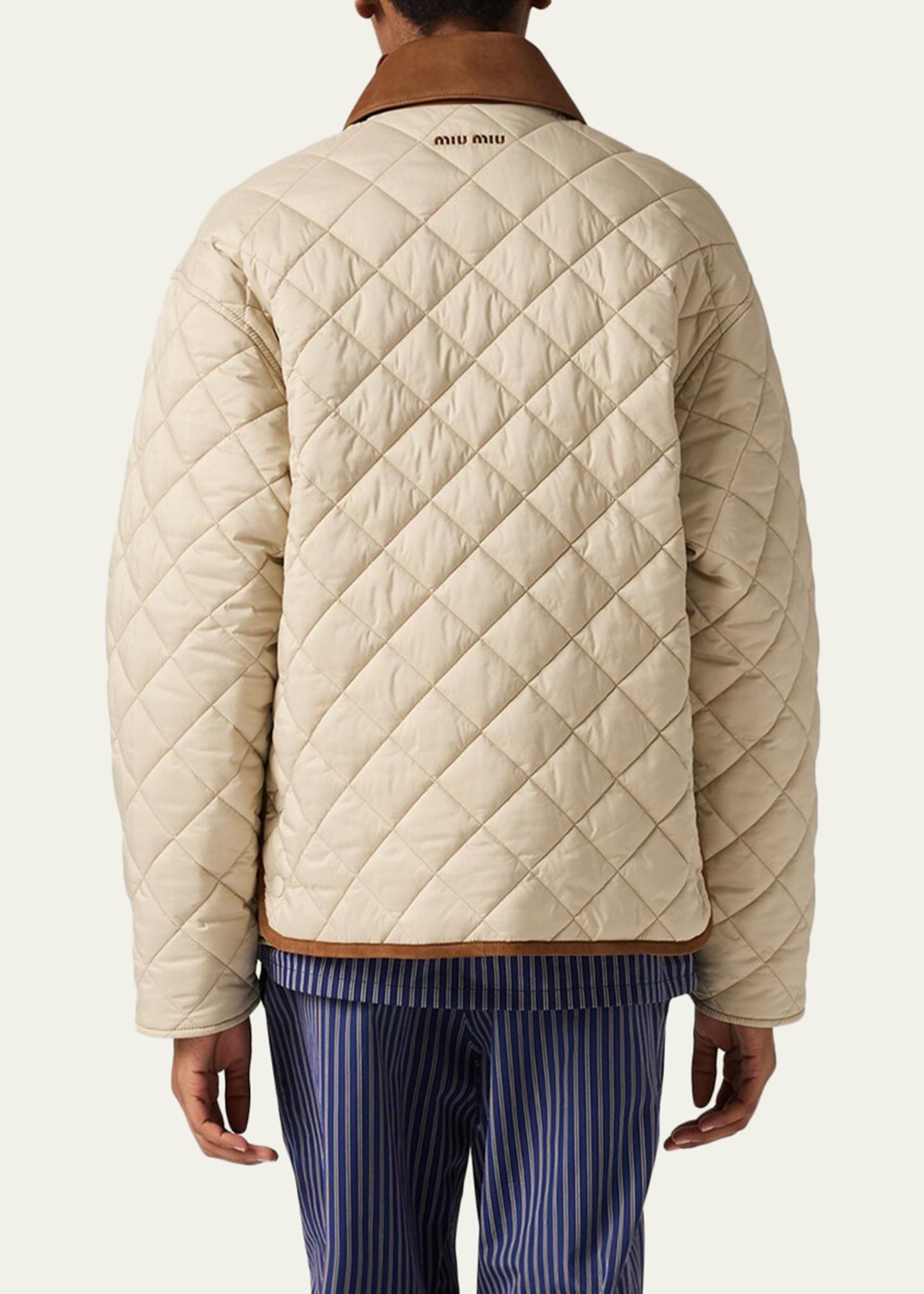 Miu Miu Suede-Trim Quilted Barn Jacket - Bergdorf Goodman