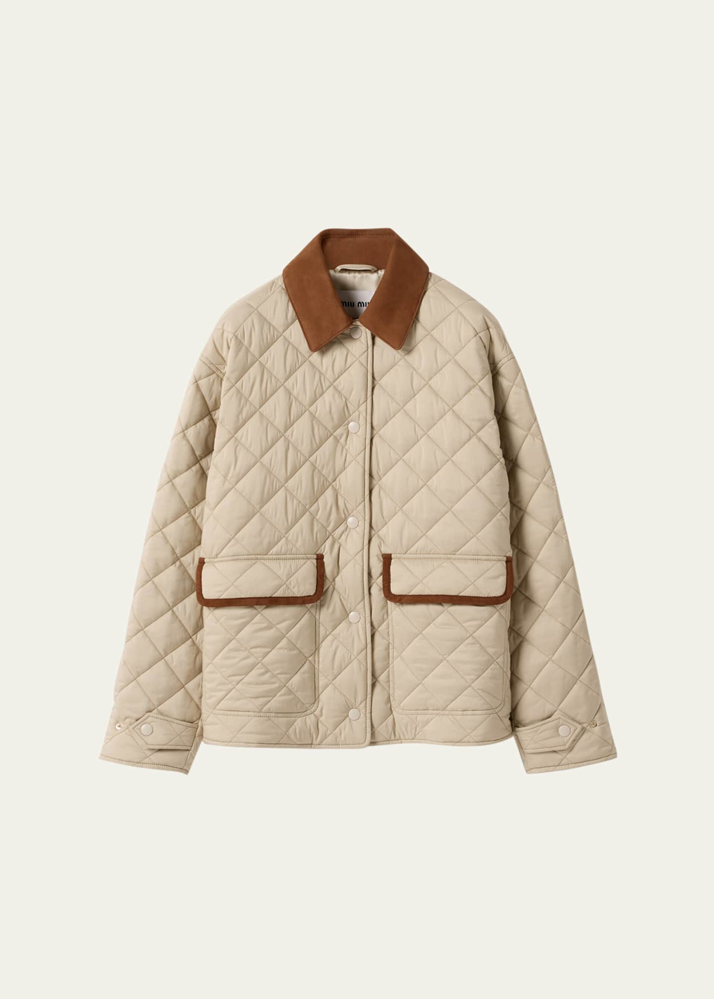 Miu Miu Suede-Trim Quilted Barn Jacket - Bergdorf Goodman