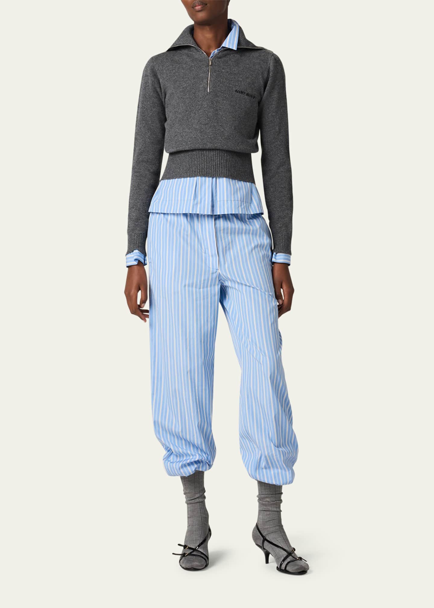 Quarter-Zip Cashmere Crop Sweater