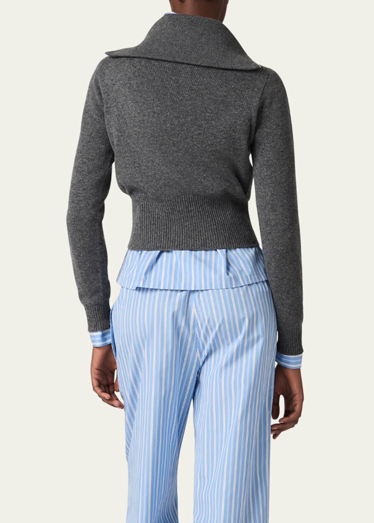 Quarter-Zip Cashmere Crop Sweater