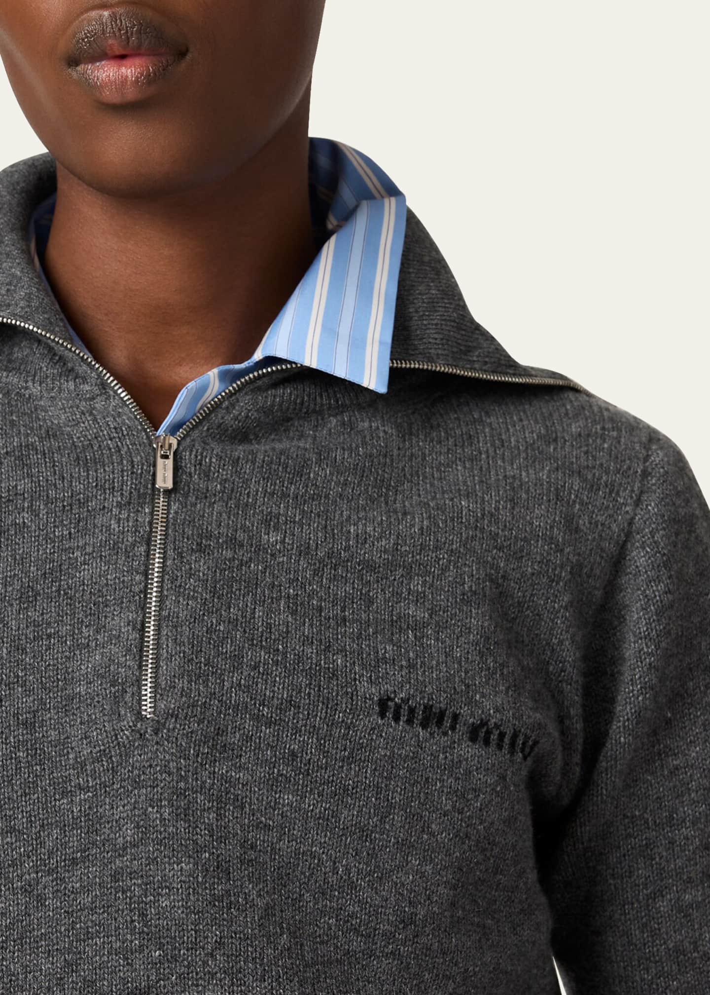 Quarter-Zip Cashmere Crop Sweater