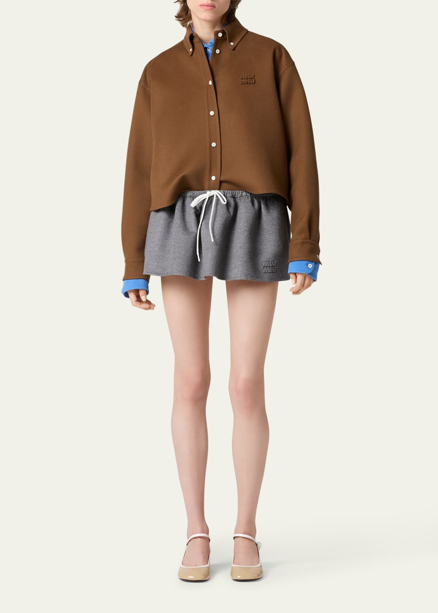 Miu Miu Drawstring Cashmere-Wool Mini Skirt - Bergdorf Goodman