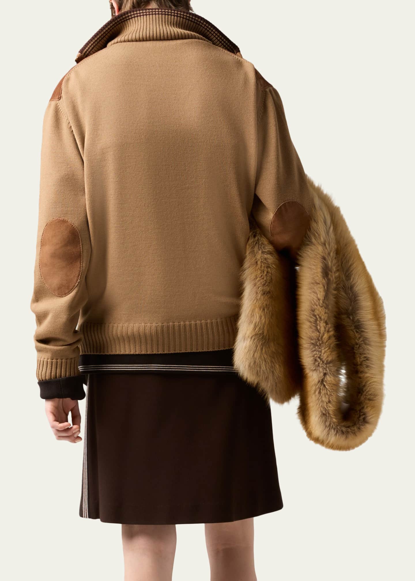 Miu Miu Suede & Wool Knit Jacket - Bergdorf Goodman