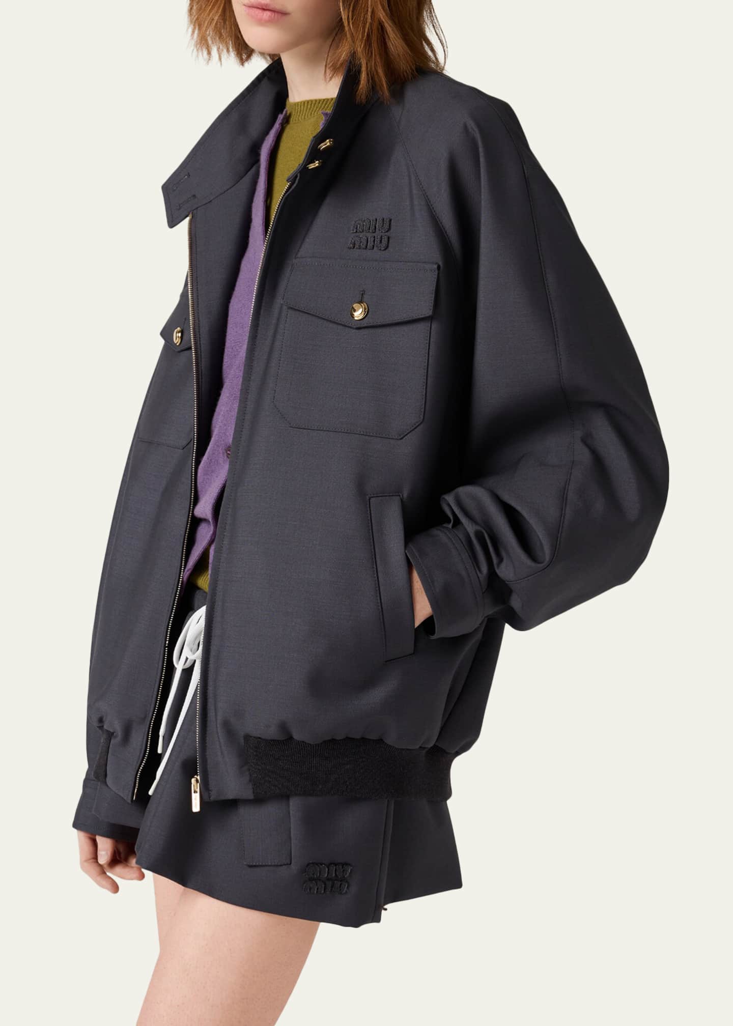 【関税&送料込】Miu Miu Oversized Padded Bomber Jacket In Co Miu Miu Bomber Jacket - Bergdorf Goodman
