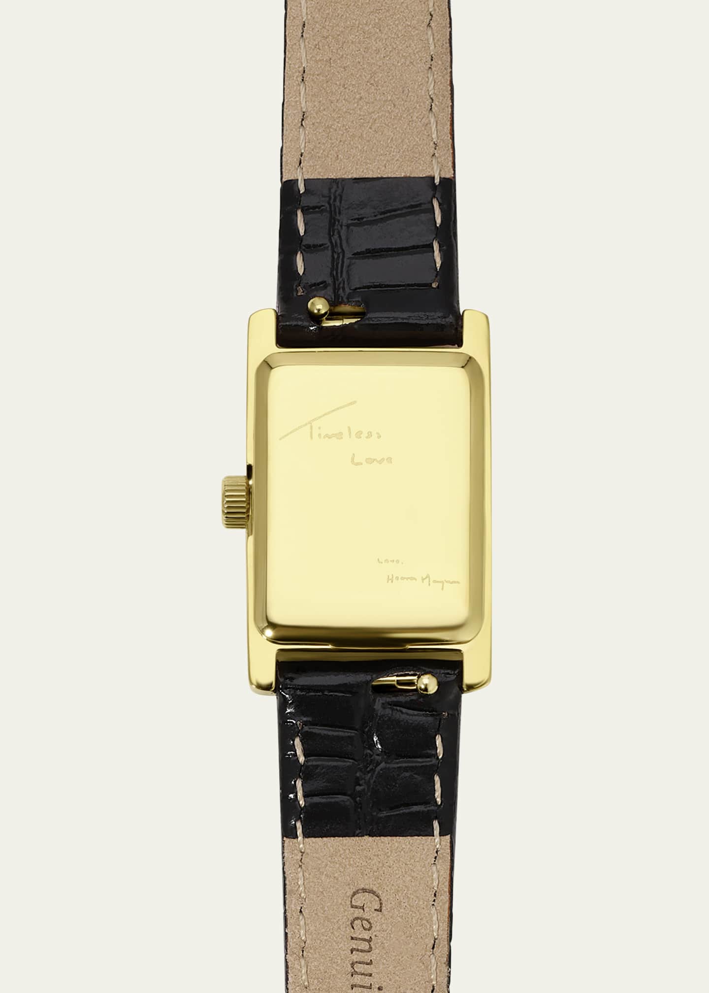 Mini Icon Watch with Leather Strap, Gold