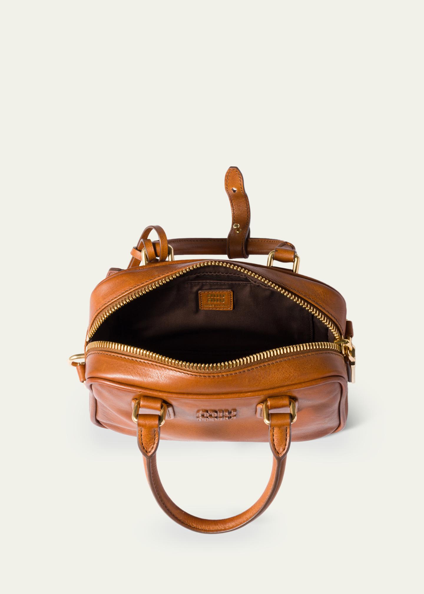 Miu Miu Arcadie Aged Leather Top-Handle Bag - Bergdorf Goodman