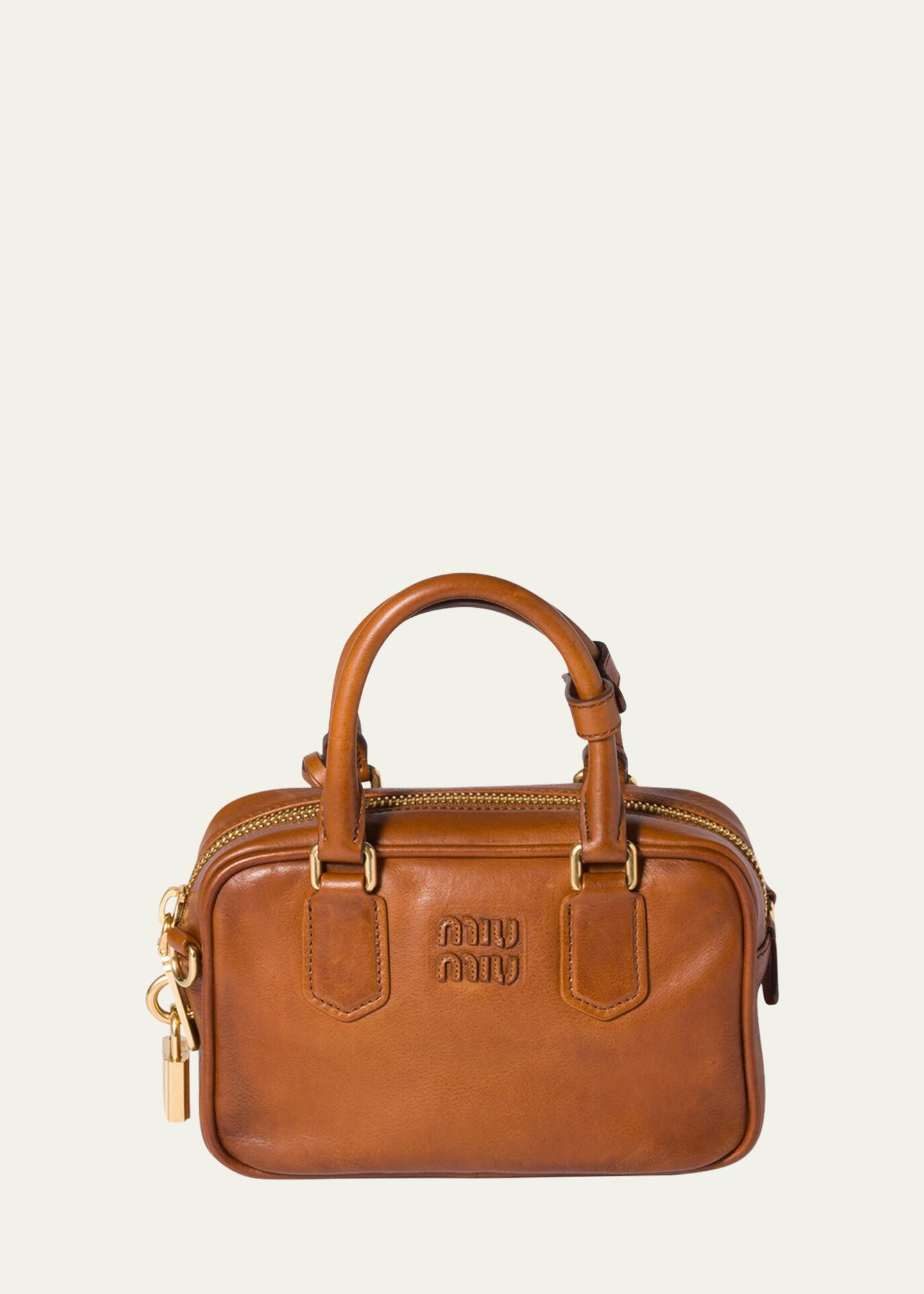 Miu Miu Arcadie Aged Leather Top-Handle Bag - Bergdorf Goodman