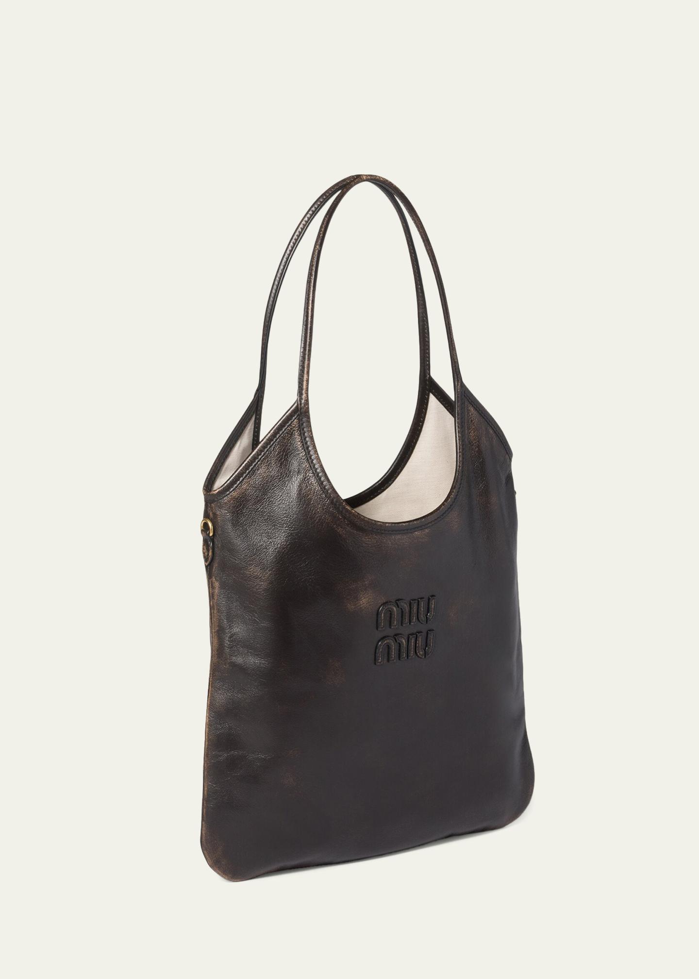 Miu Miu Ivy Aged Nappa Leather Tote Bag - Bergdorf Goodman