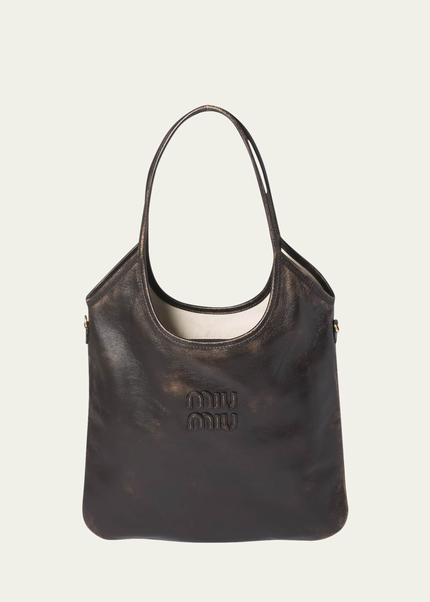 Miu Miu Ivy Aged Nappa Leather Tote Bag - Bergdorf Goodman