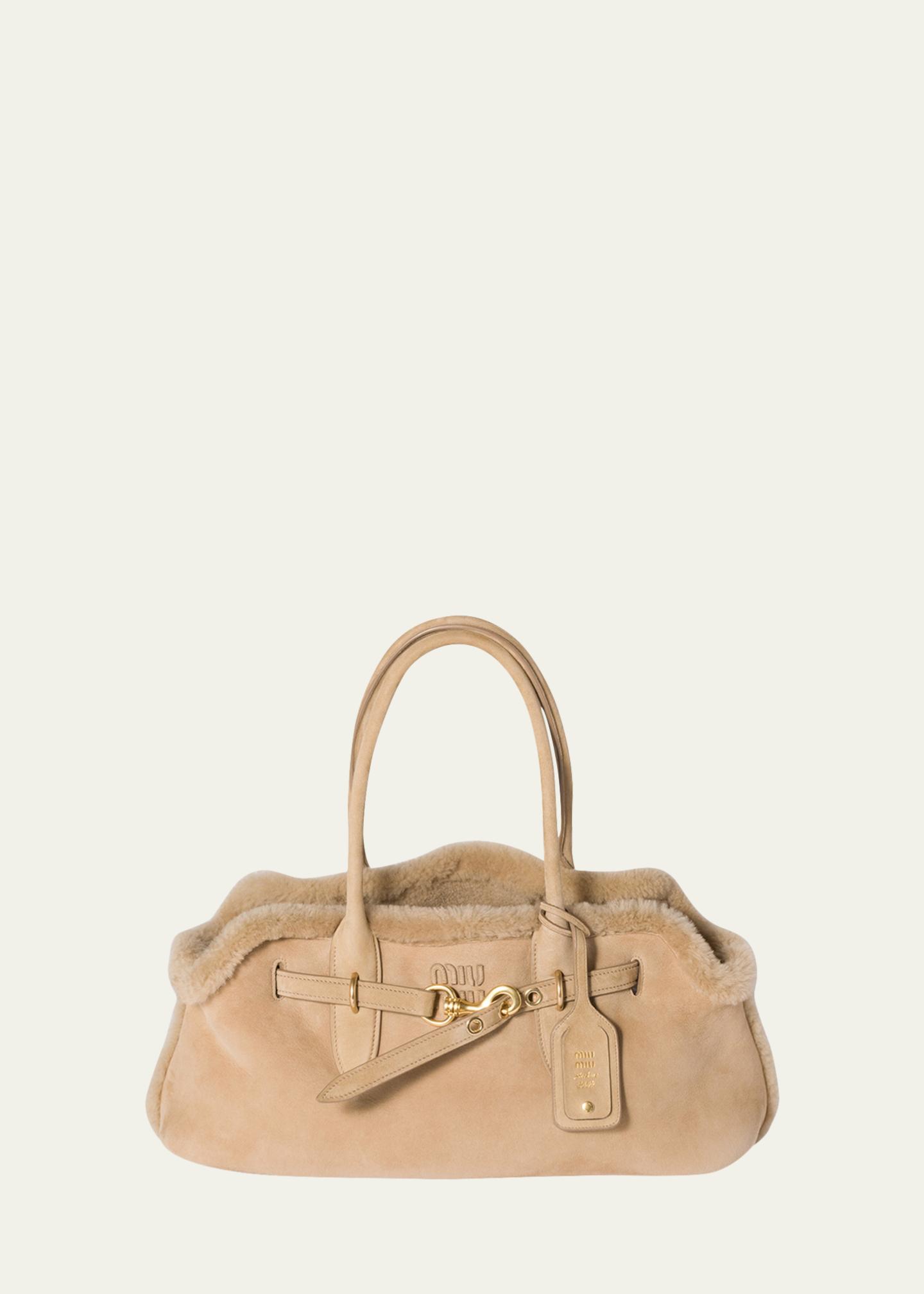 Miu Miu Aventure Belted Shearling Shoulder Bag - Bergdorf Goodman
