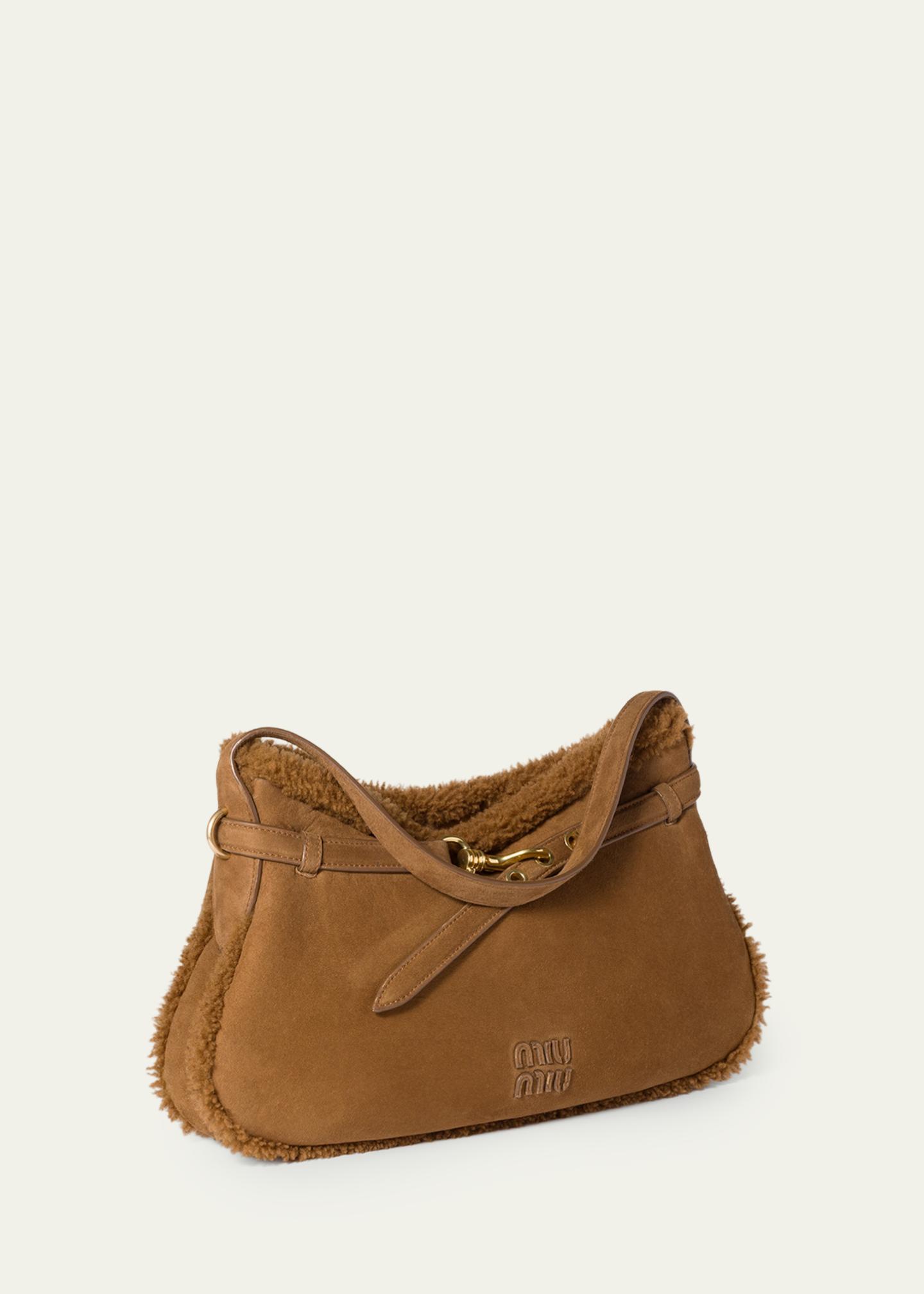 Miu Miu Aventure Belted Shearling & Suede Shoulder Bag - Bergdorf