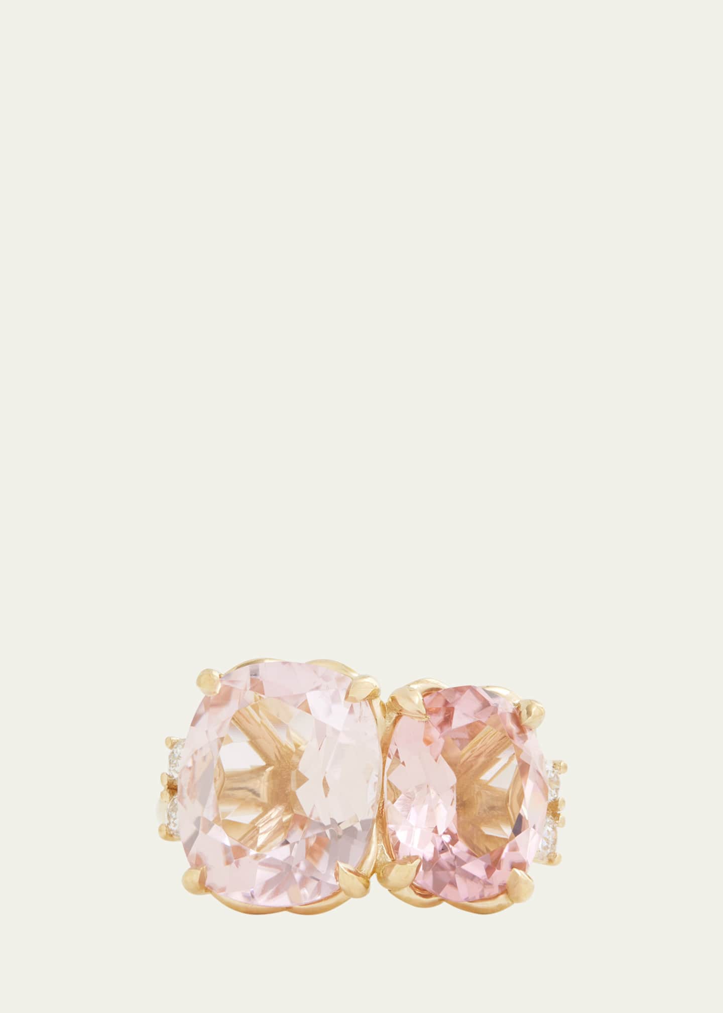 Jamie Wolf 18K Yellow Gold Light Pink Tourmaline Oval and Cushion Cut Ring with Diamonds Image 1 of 3