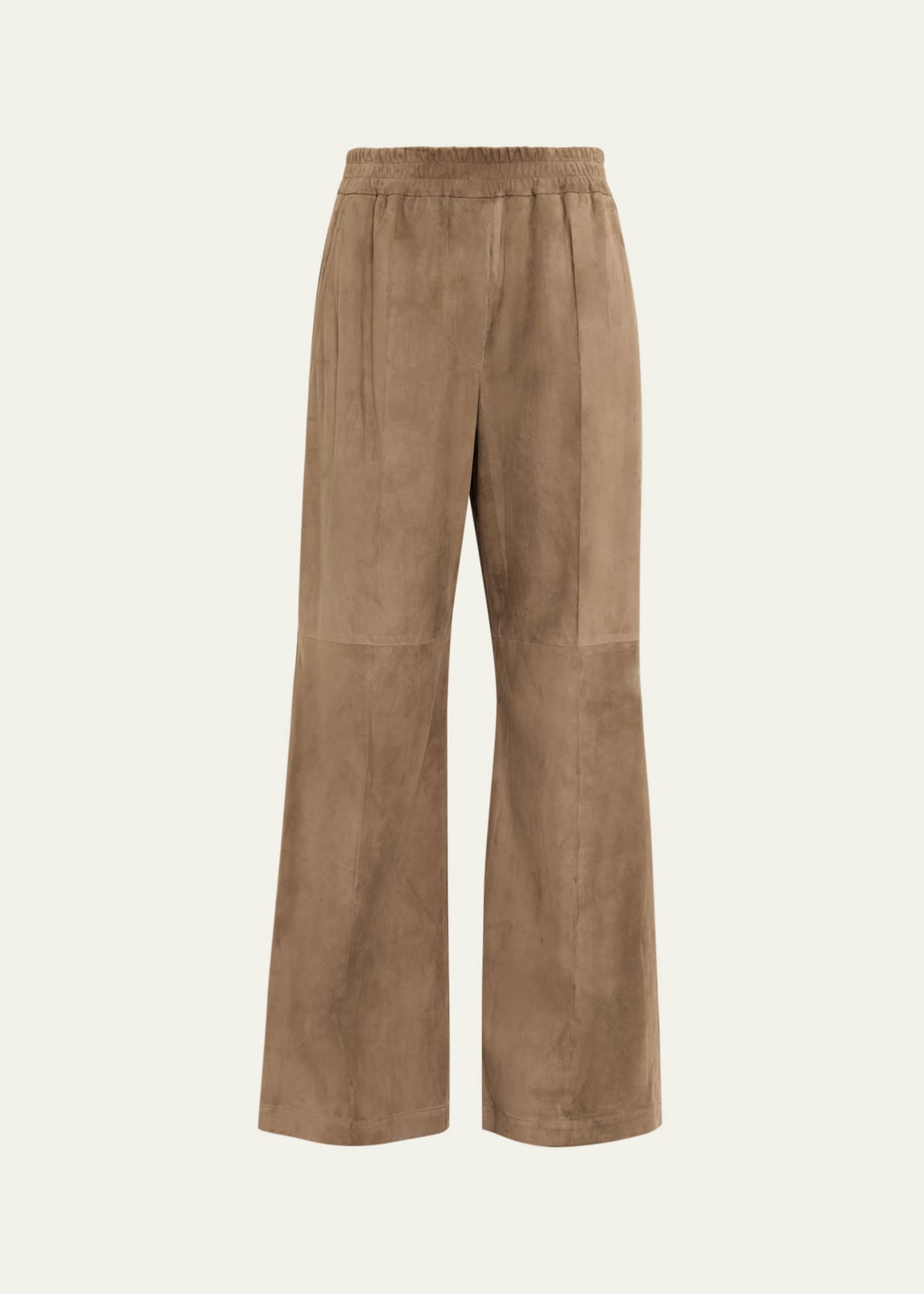 Brunello Cucinelli Suede Wide-Leg Pull-On Trousers - Bergdorf Goodman