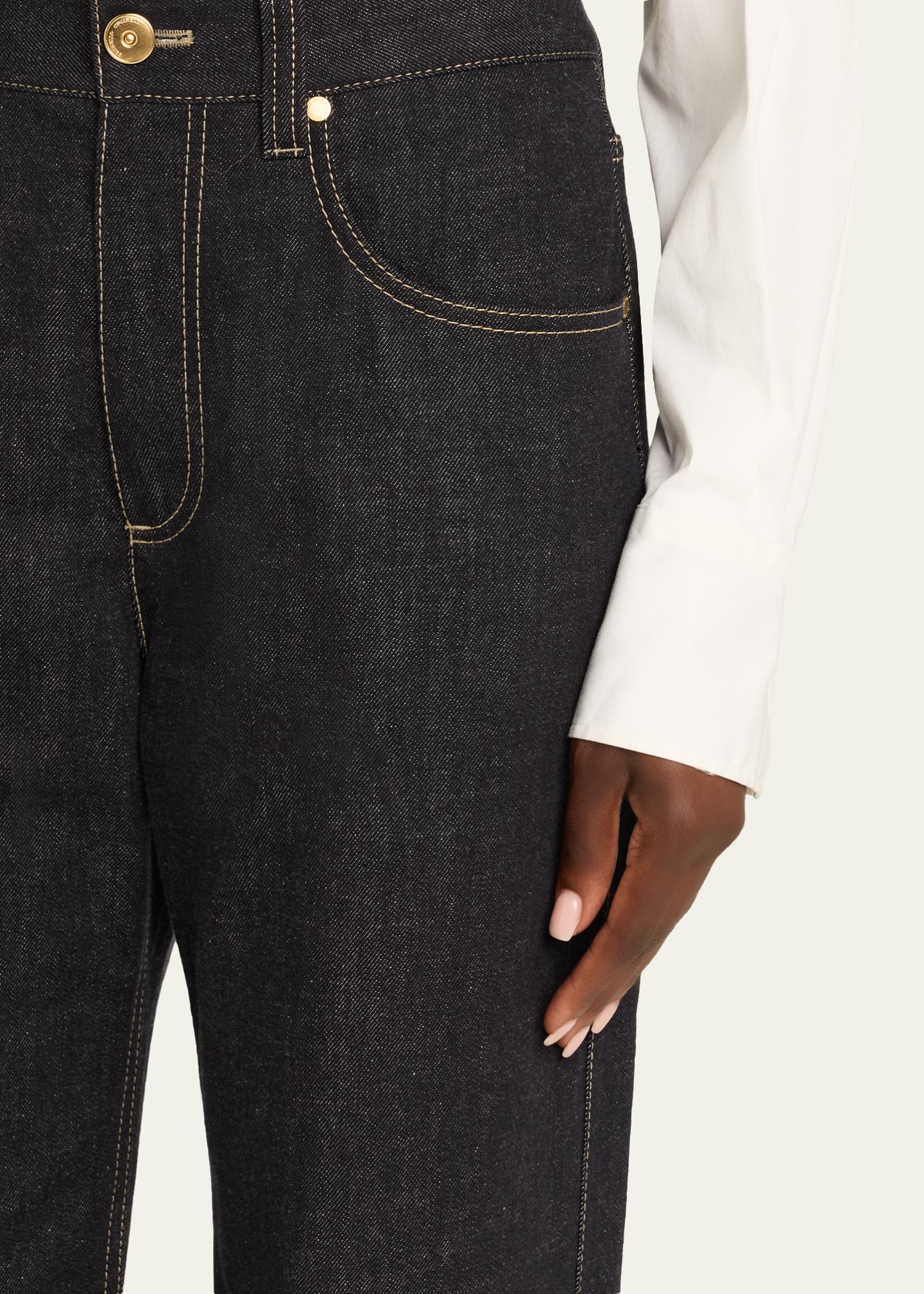 Brunello Cucinelli Dark-Wash Wide-Leg Cuffed Jeans - Bergdorf Goodman