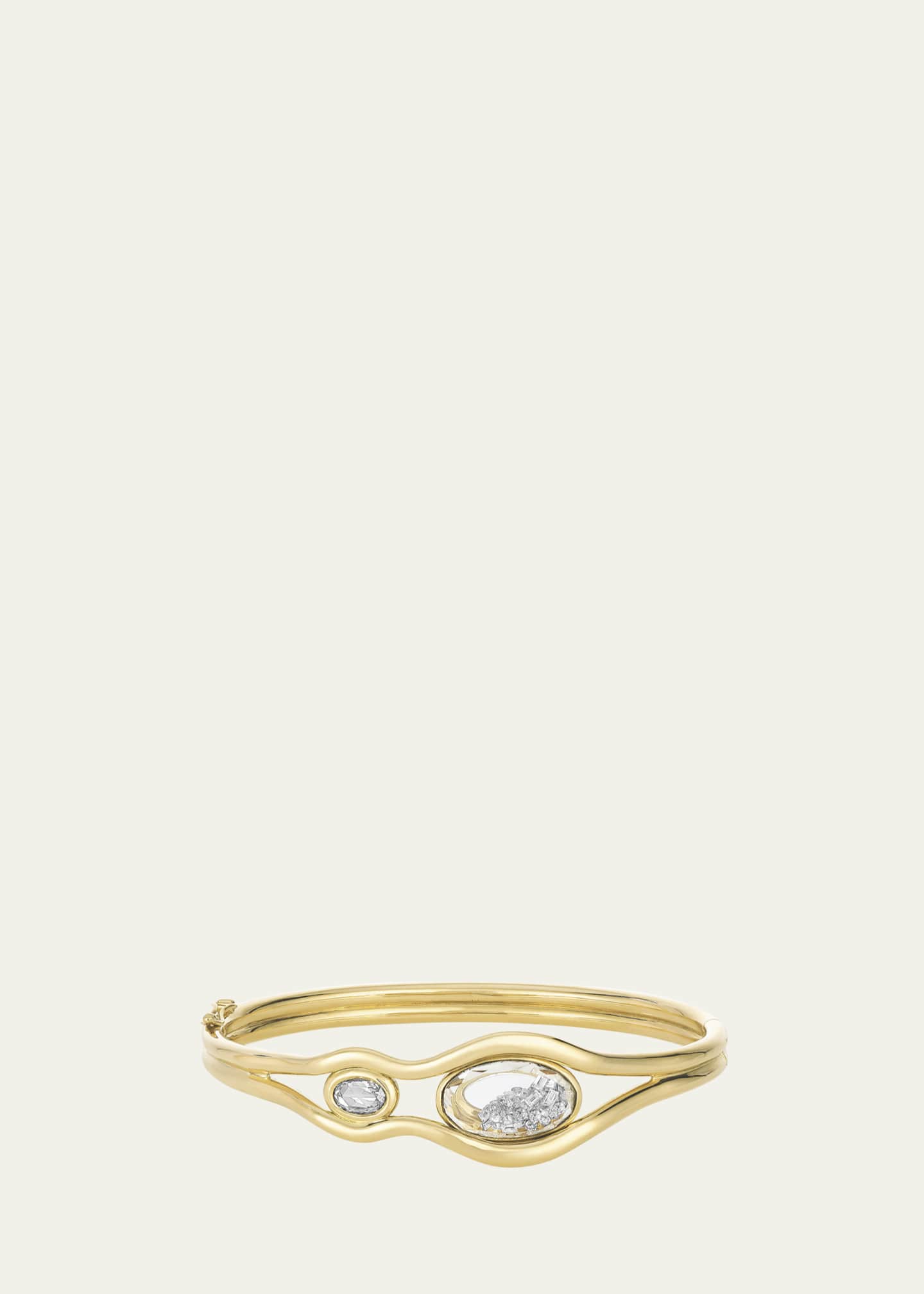 Moritz Glik 18K Yellow Gold Rastro Bangle Bracelet with Diamonds and Kaleidoscope Shaker Image 1 of 2