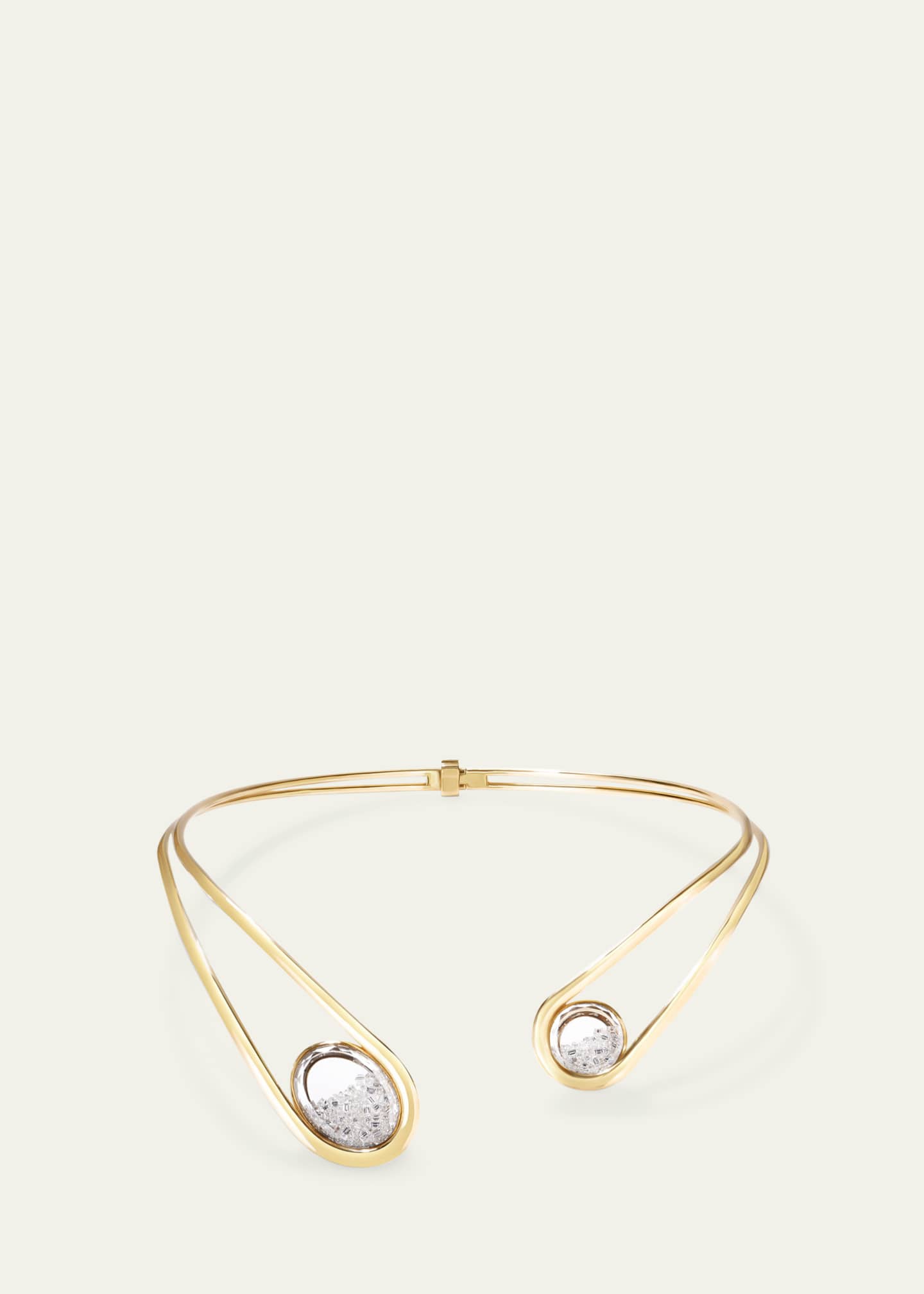 18K Yellow Gold Cascavel Choker Necklace with Diamonds and Kaleidoscope Shakers