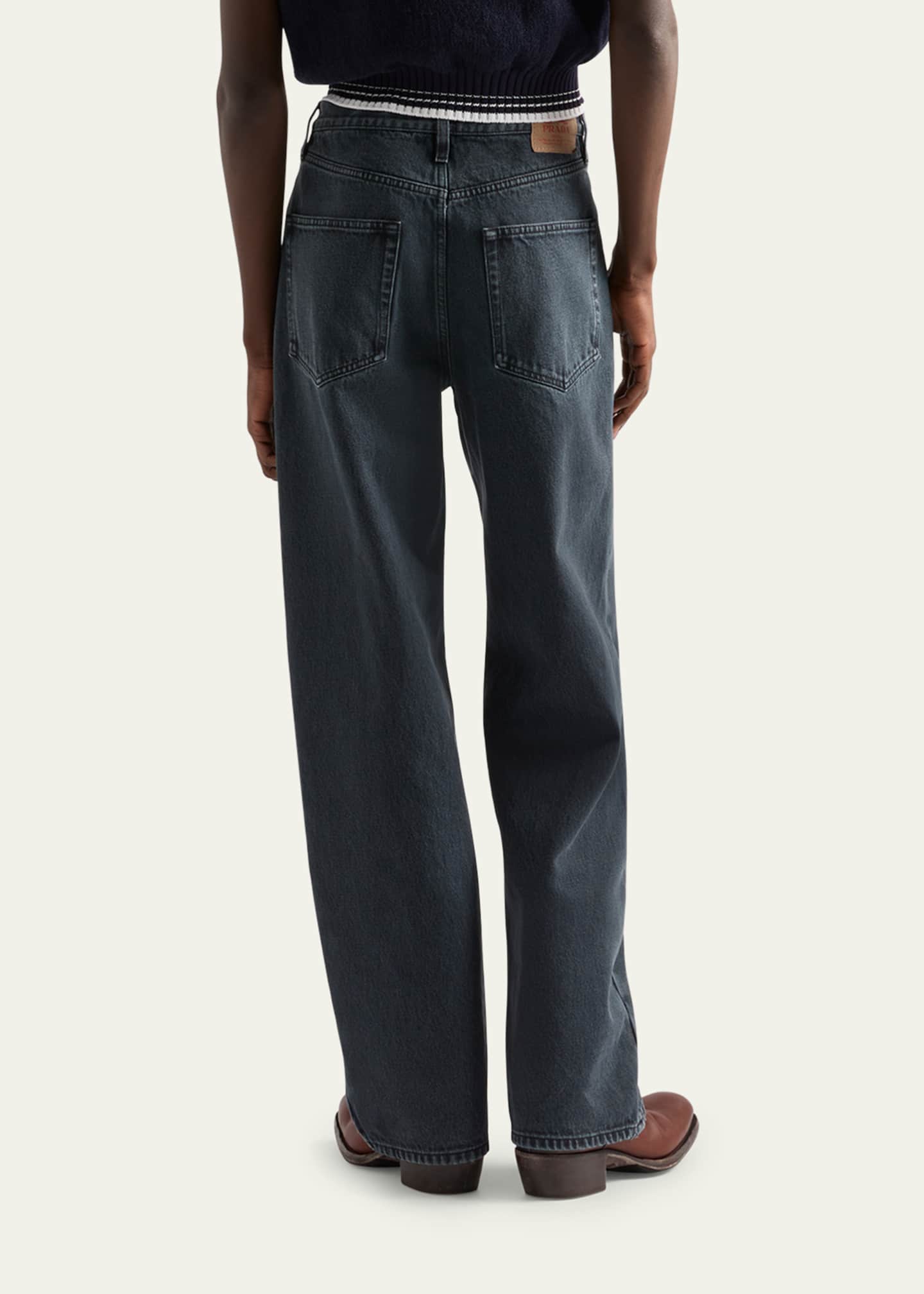 Prada Men's Overdyed Denim Wide-Leg Jeans - Bergdorf Goodman