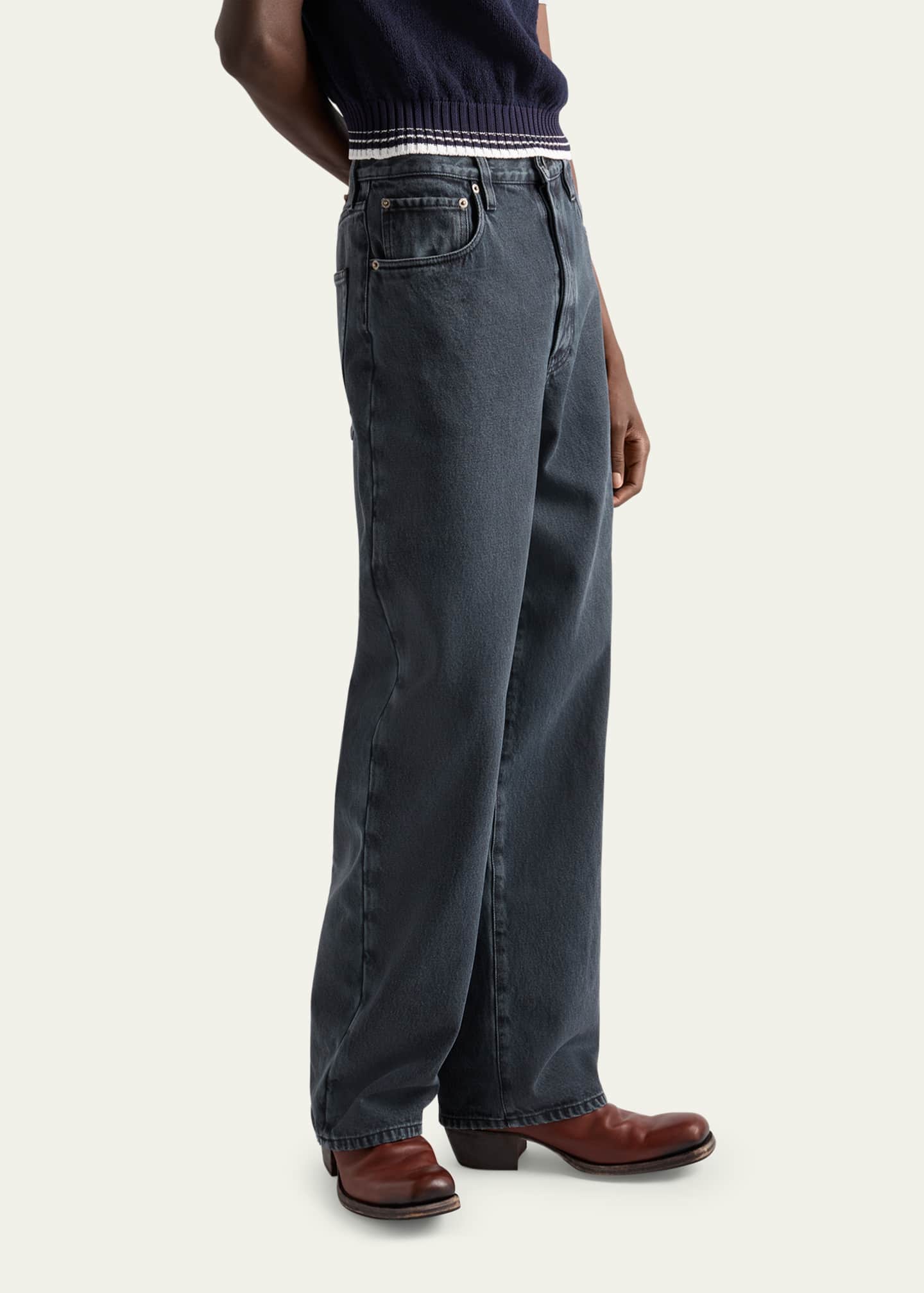 Prada Men's Overdyed Denim Wide-Leg Jeans - Bergdorf Goodman