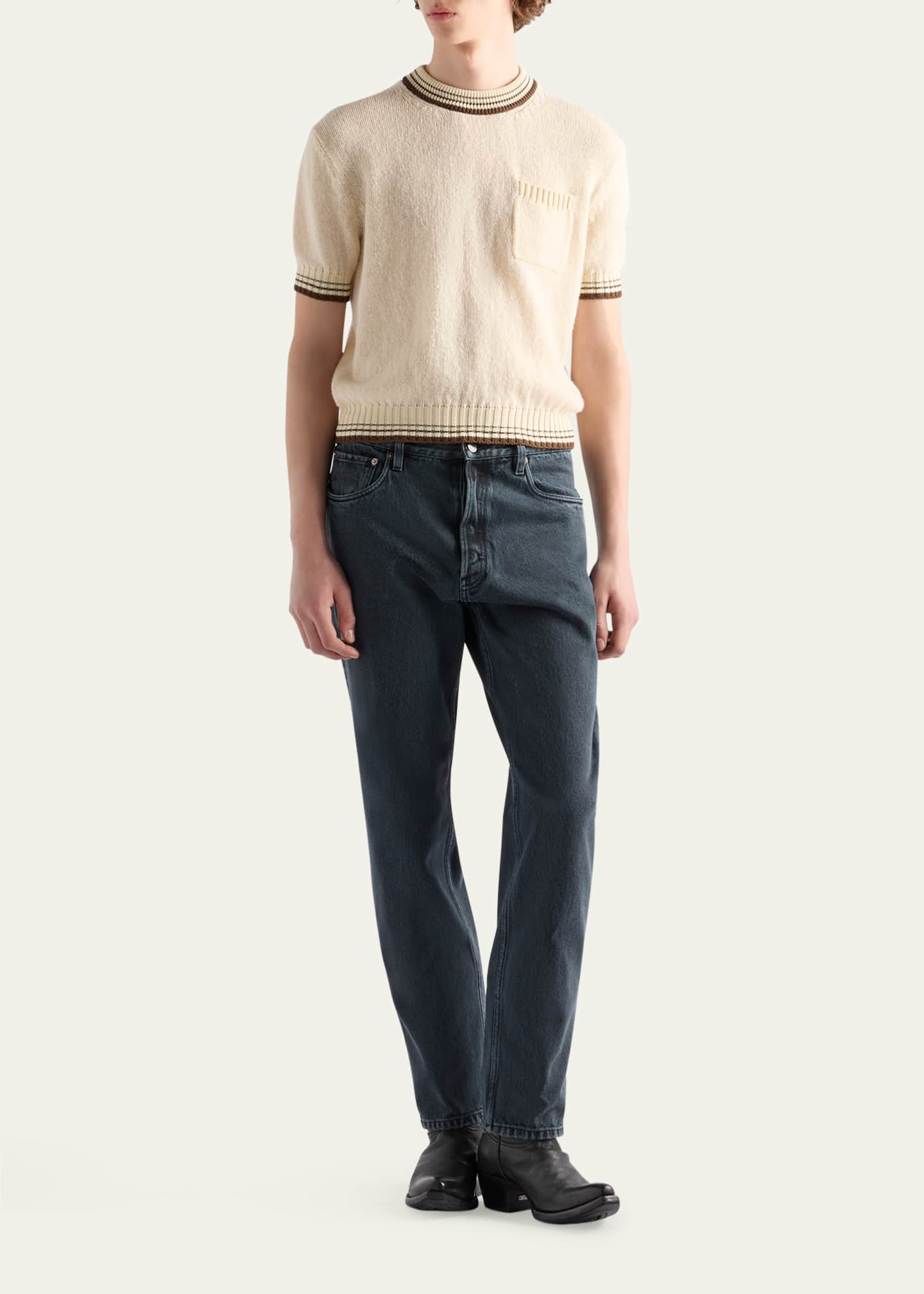 Prada Men's Overdyed Denim Straight-Fit Jeans Image 2 of 5