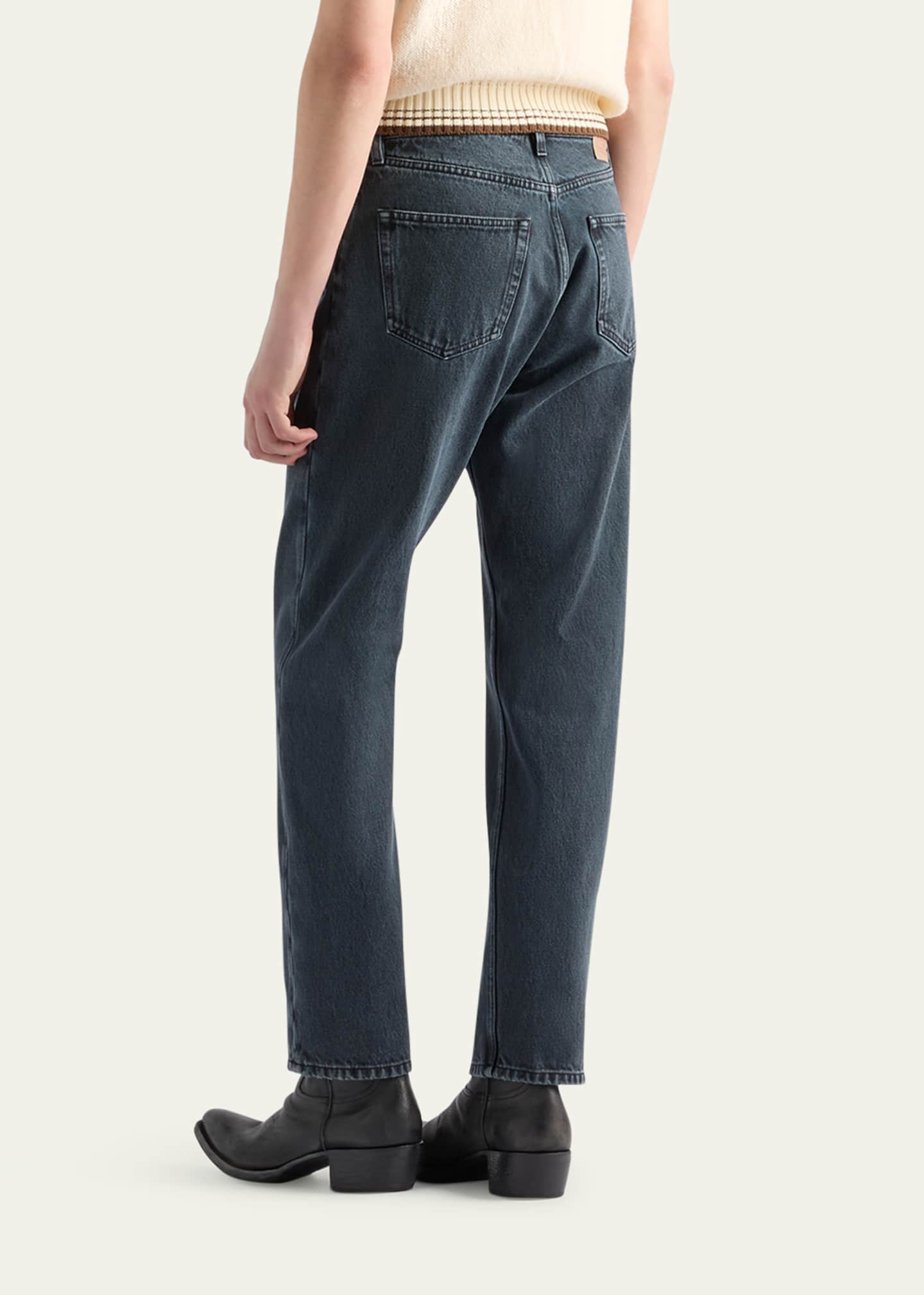 Prada Men's Overdyed Denim Straight-Fit Jeans Image 3 of 5