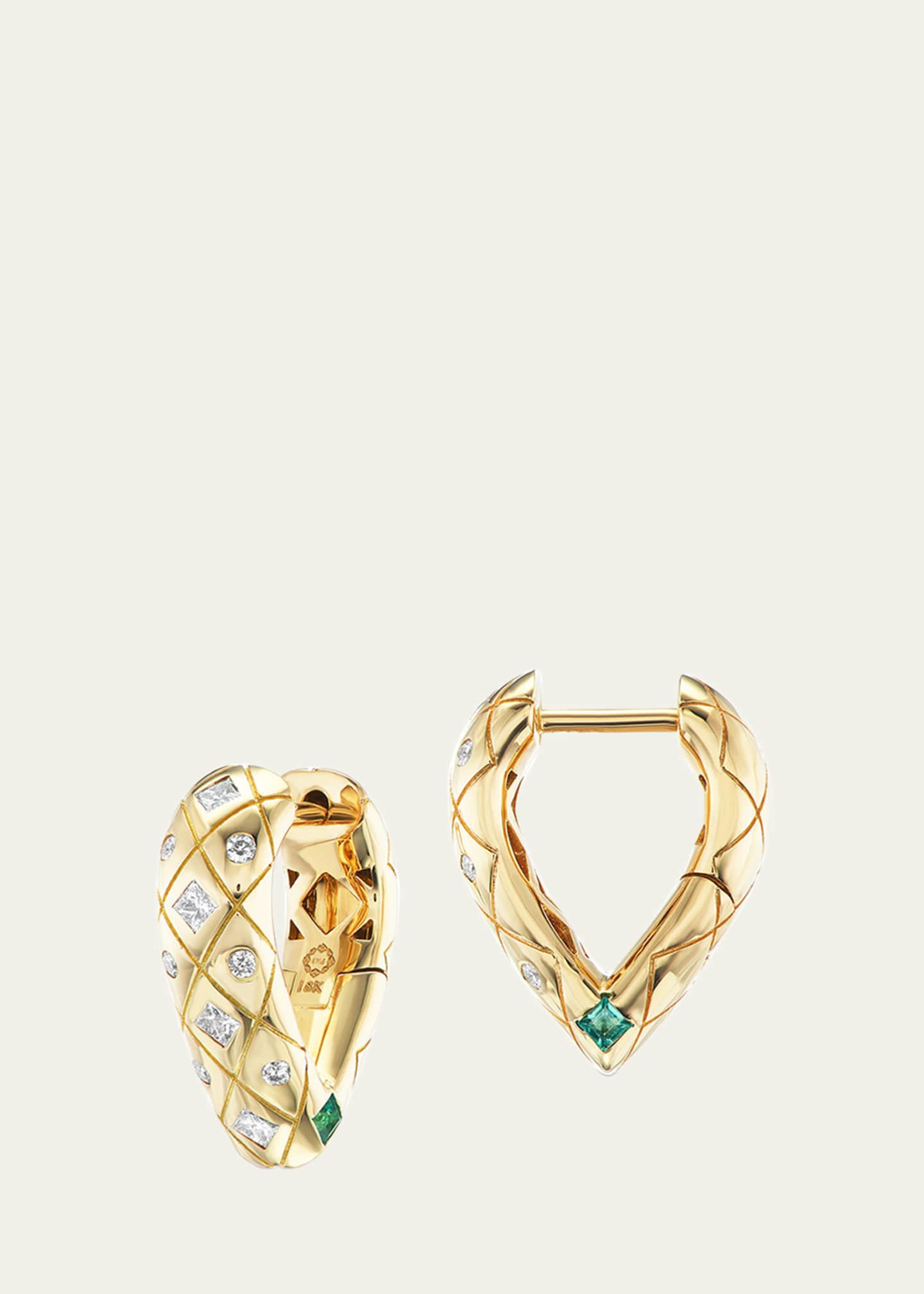 Orly Marcel Medium Bliss Hoop Earrings with Emeralds and Diamonds