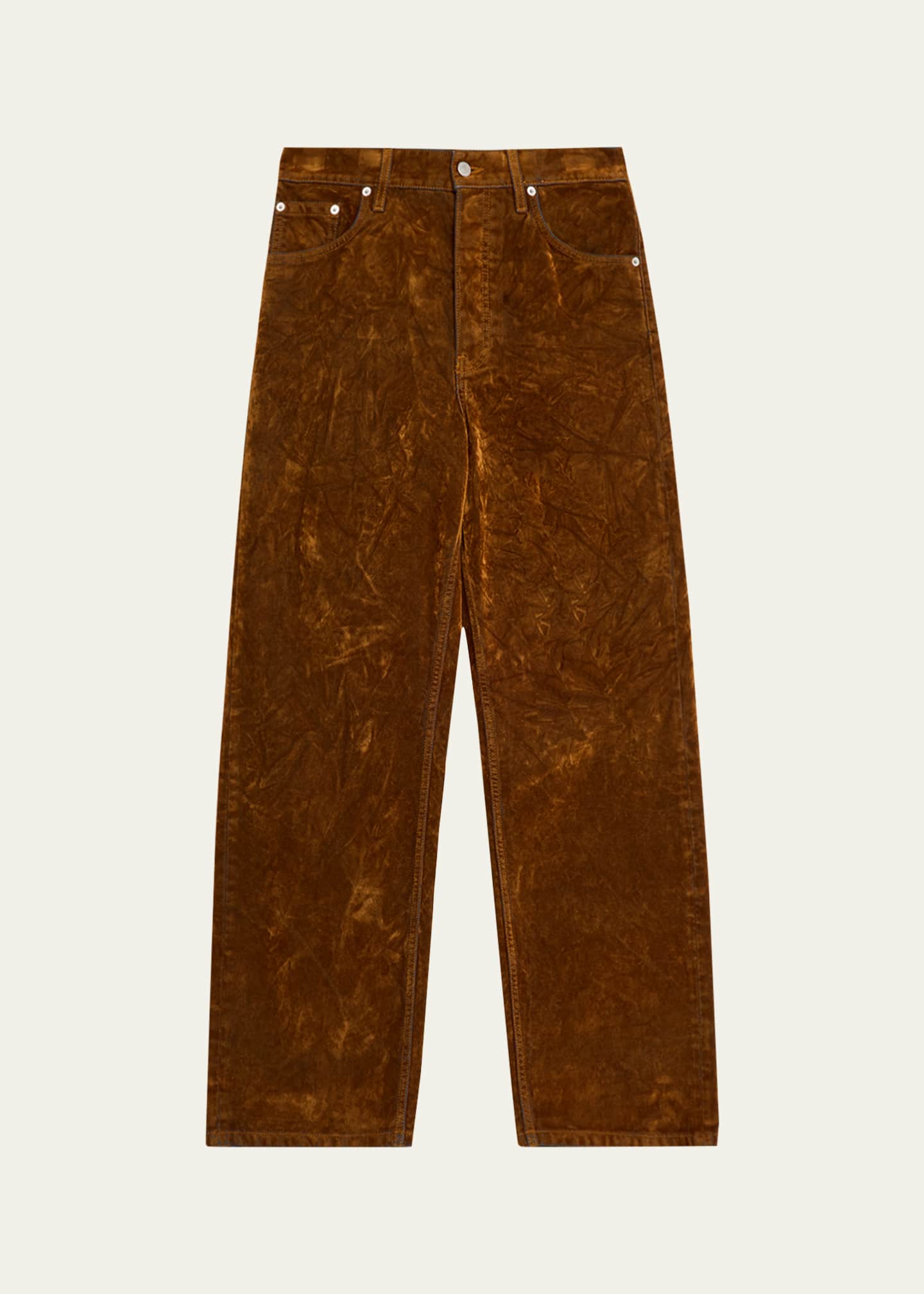 Dries Van Noten Men's Pine Straight-Fit Flocked Denim Jeans