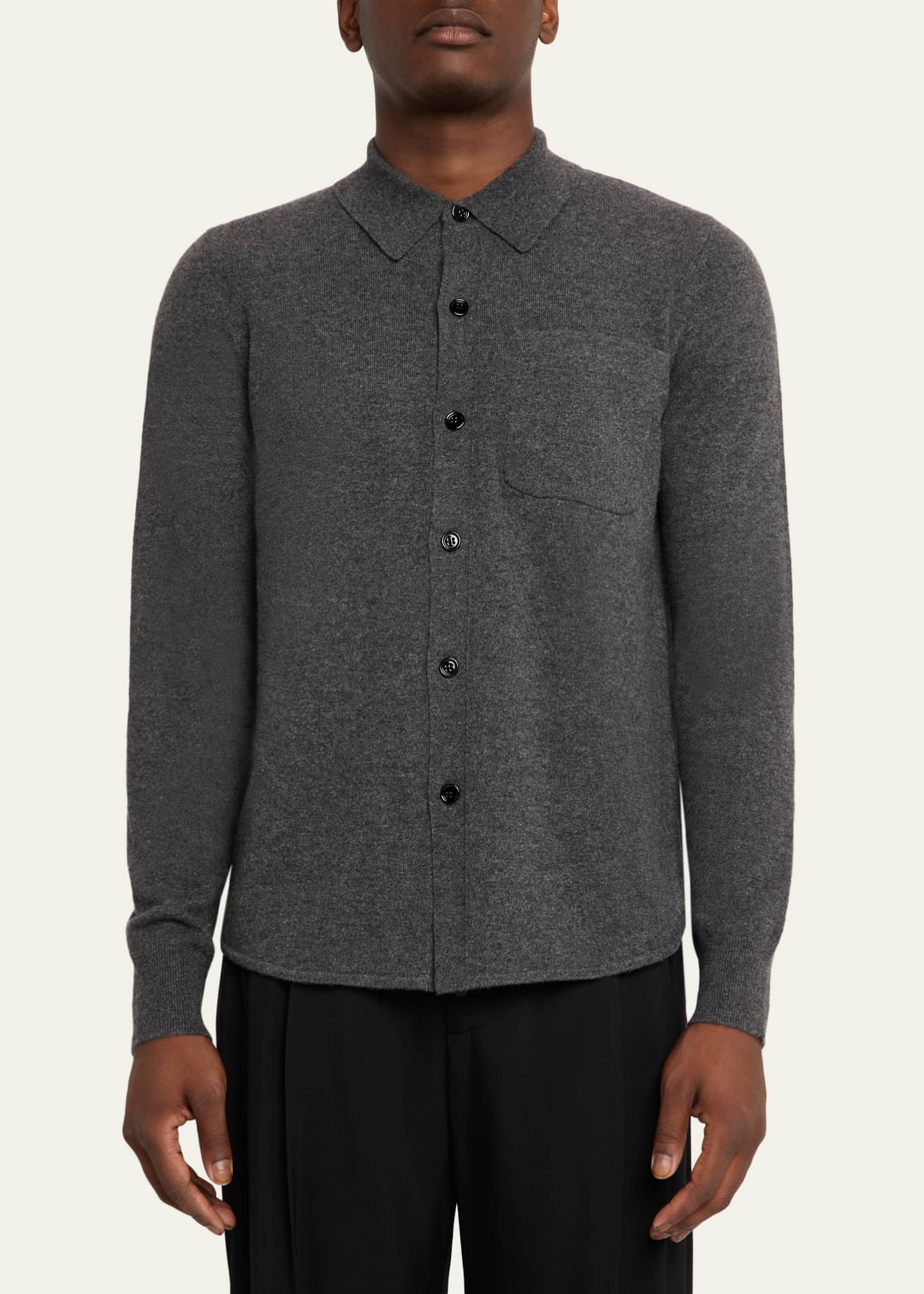 Dries Van Noten Men's Monaco Cashmere Knit Pocket Button-Down