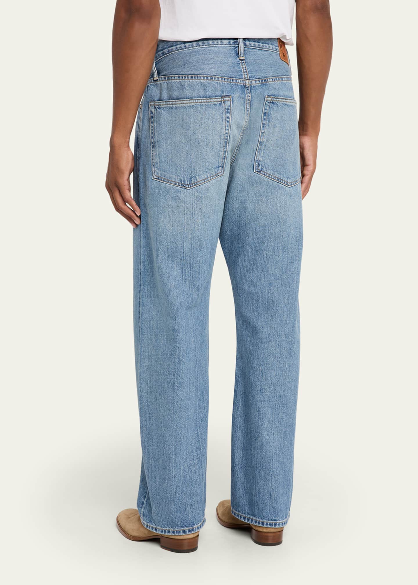 The Seven Continents Men's Cinch Blue Denim Loose-Fit Pleated Jeans Image 3 of 5