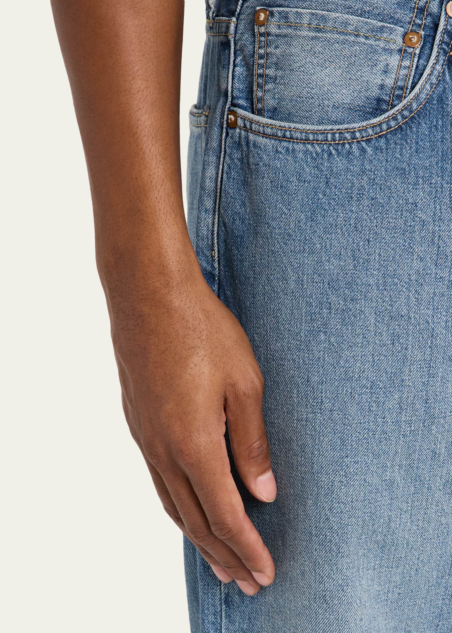 The Seven Continents Men's Cinch Blue Denim Loose-Fit Pleated Jeans Image 5 of 5