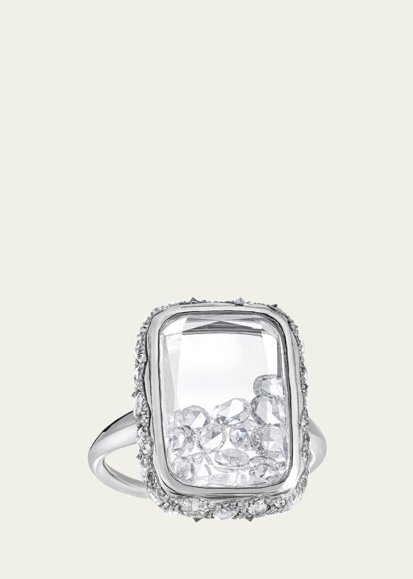 Moritz Glik 18K White Gold Rose-Cut Diamond Ring with Kaleidoscope Shaker