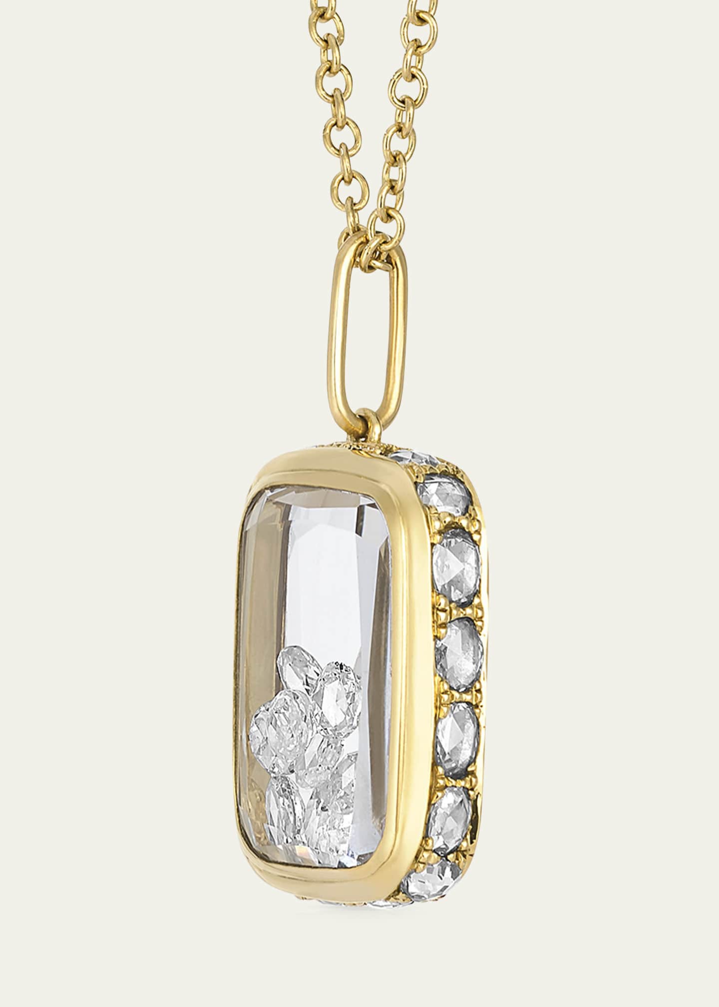 Moritz Glik 18K Yellow Gold Cushion Necklace with Rose-Cut Diamonds and Kaleidoscope Shaker Image 2 of 2