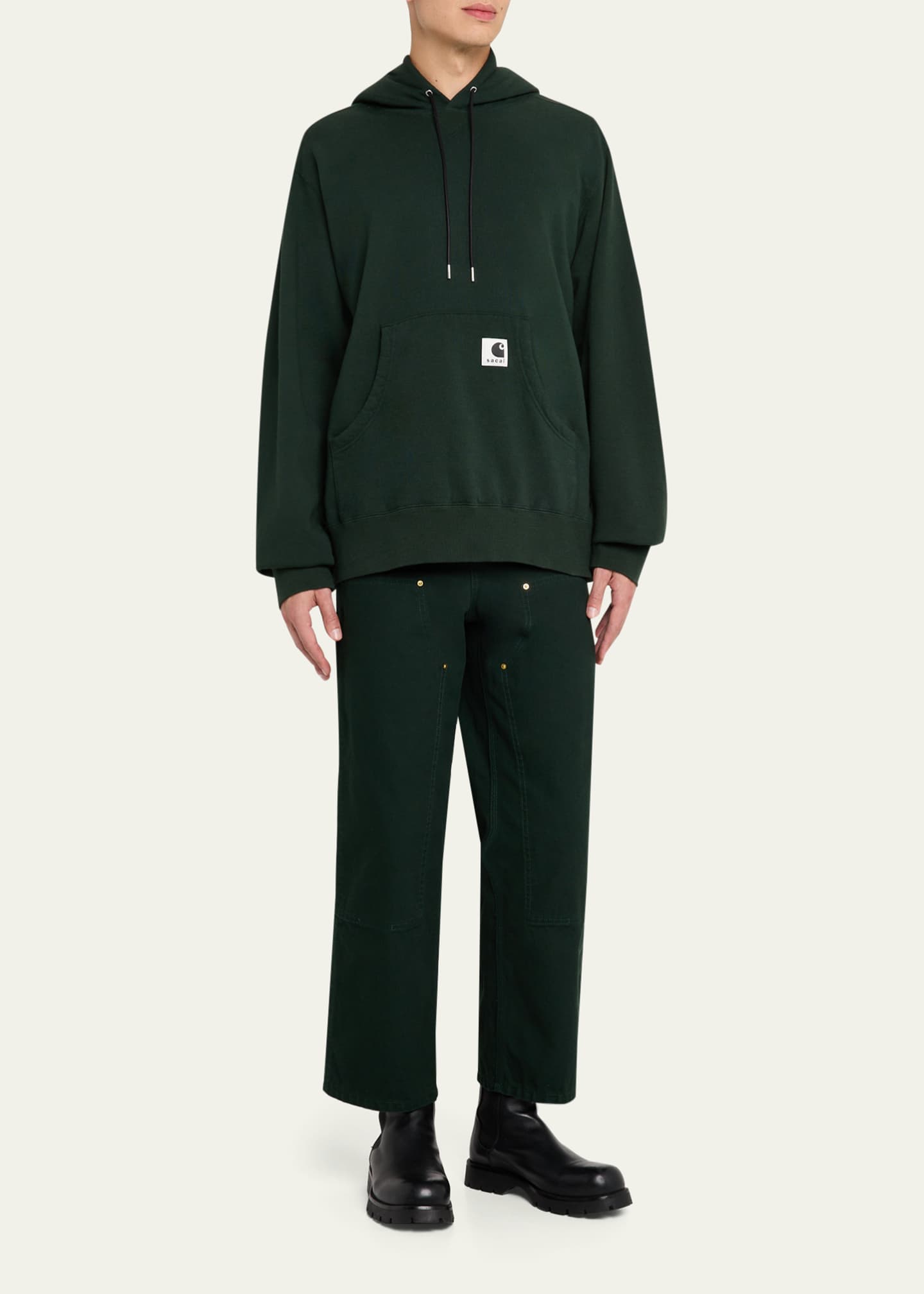 SACAI x CARHARTT WIP Men's Washed Cotton Hoodie with Label