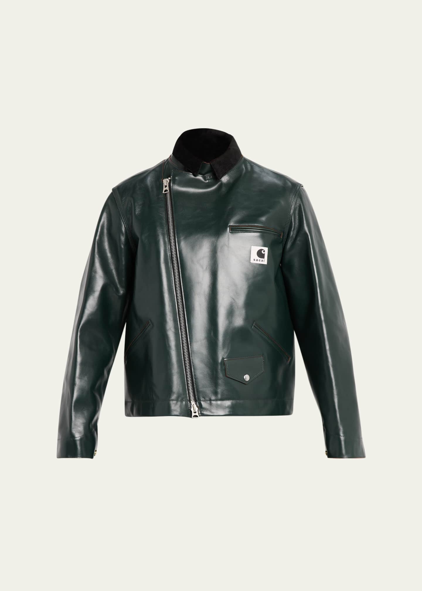 SACAI x CARHARTT WIP Men's Leather Moto Jacket - Bergdorf Goodman
