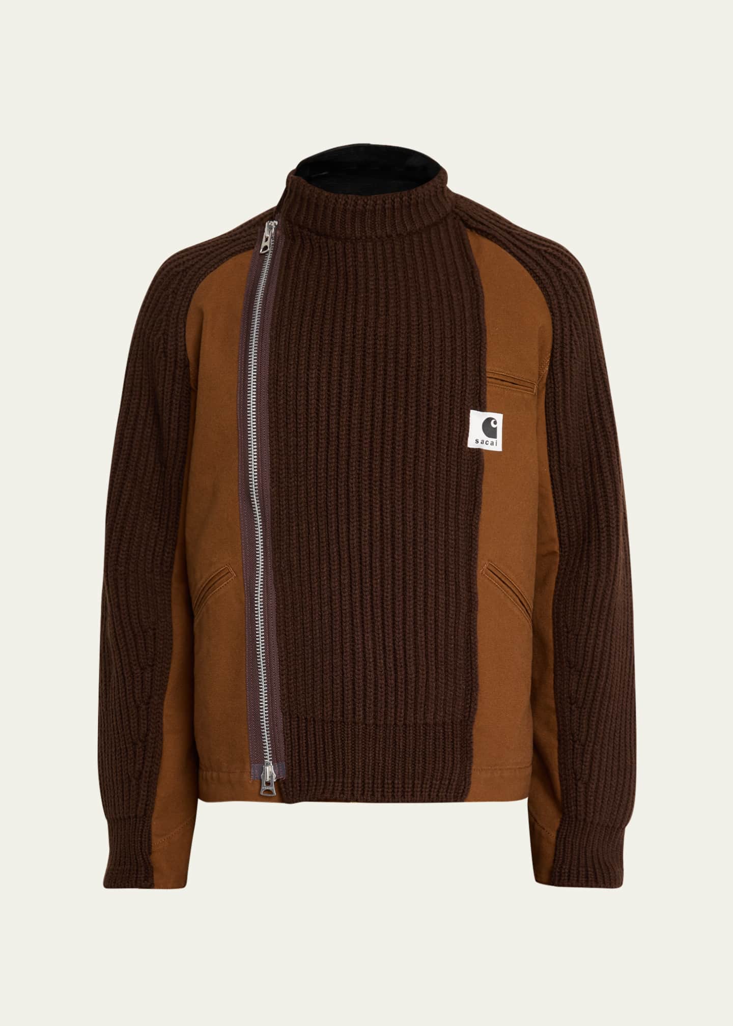 SACAI x CARHARTT WIP Men's Washed Duck & Wool Knit Blouson Jacket