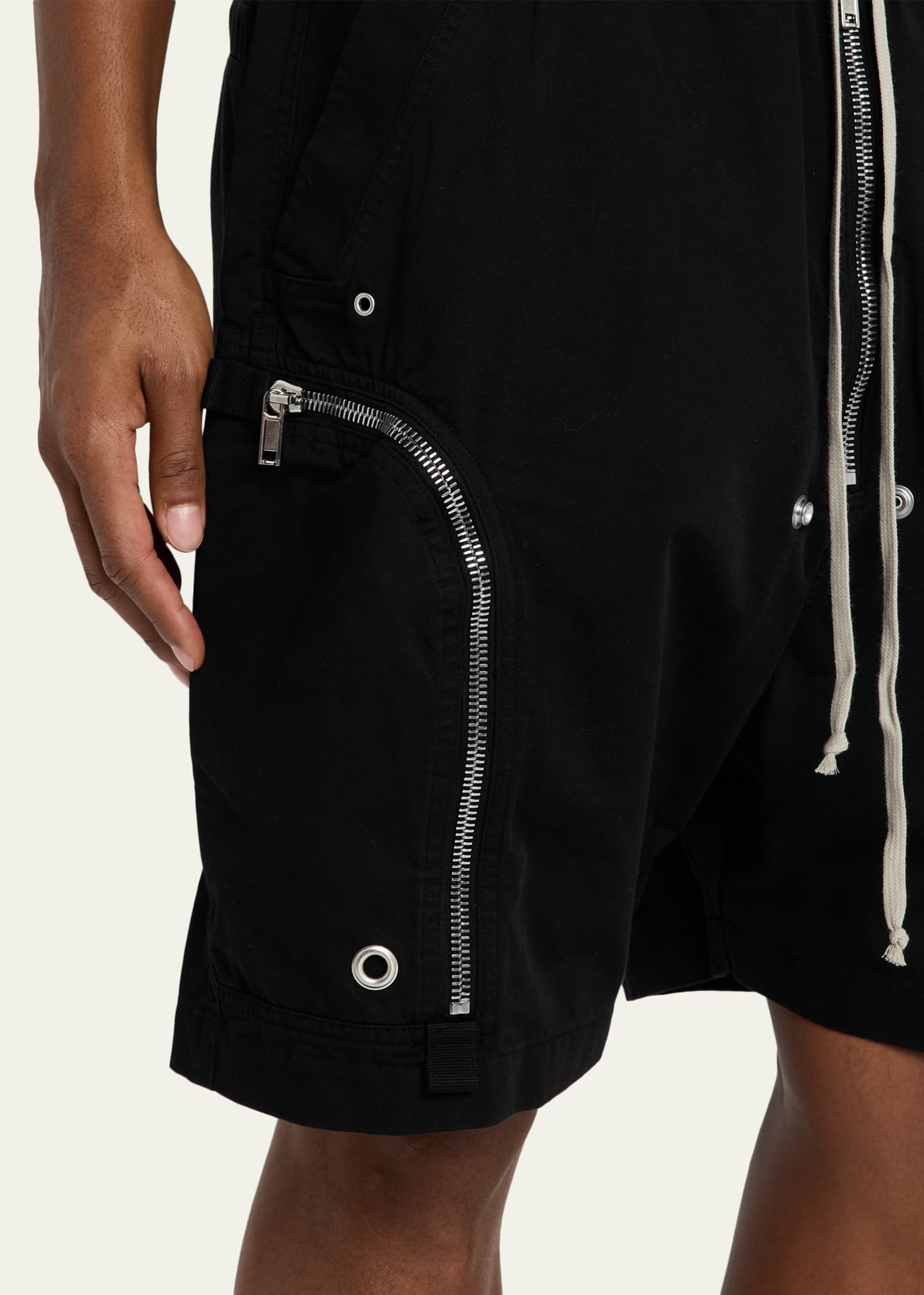DRKSHDW RICK OWENS Men's Bauhaus Twill Drawstring Shorts