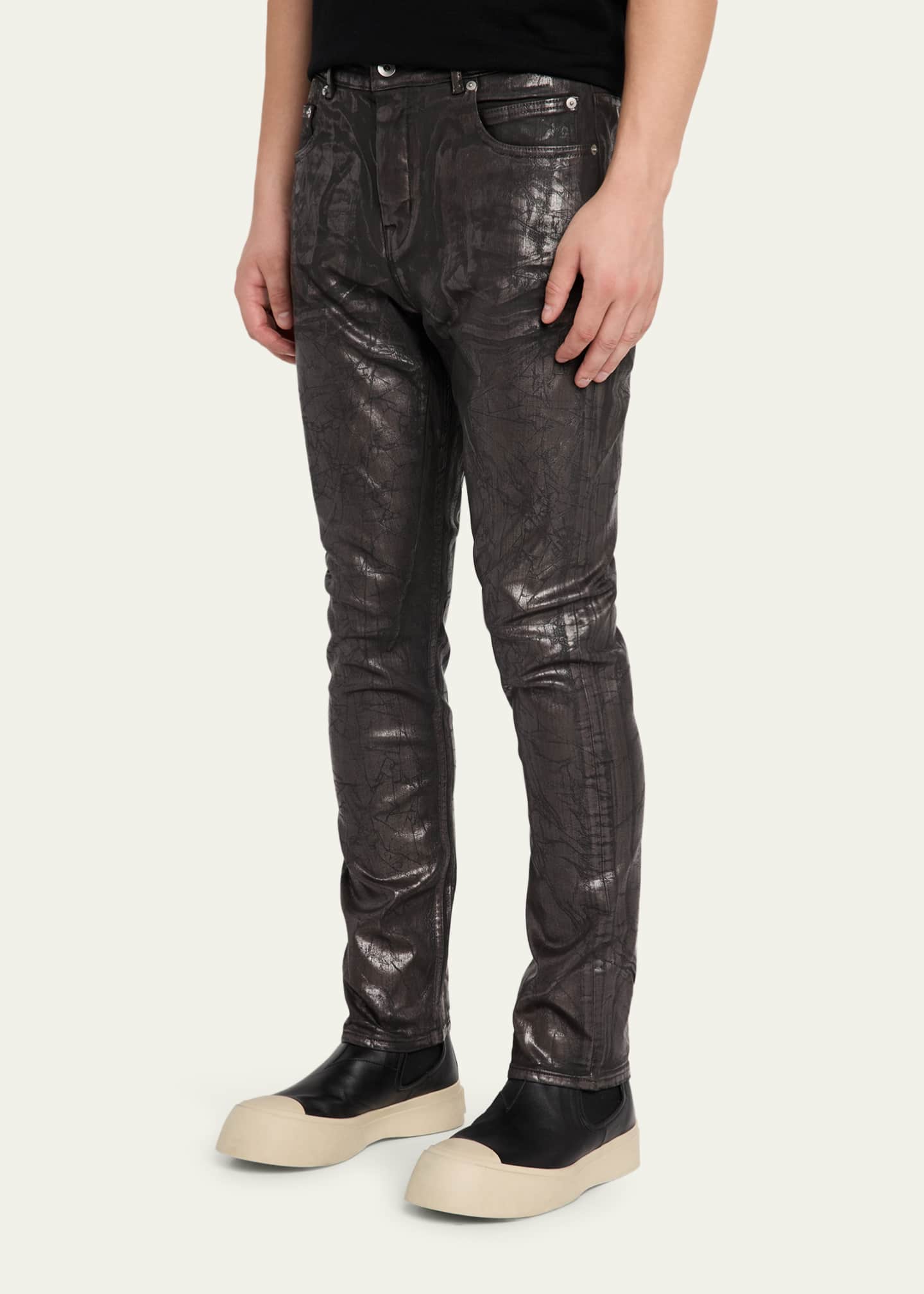 DRKSHDW RICK OWENS Men's Bronze Coated Slim Denim Jeans - Bergdorf