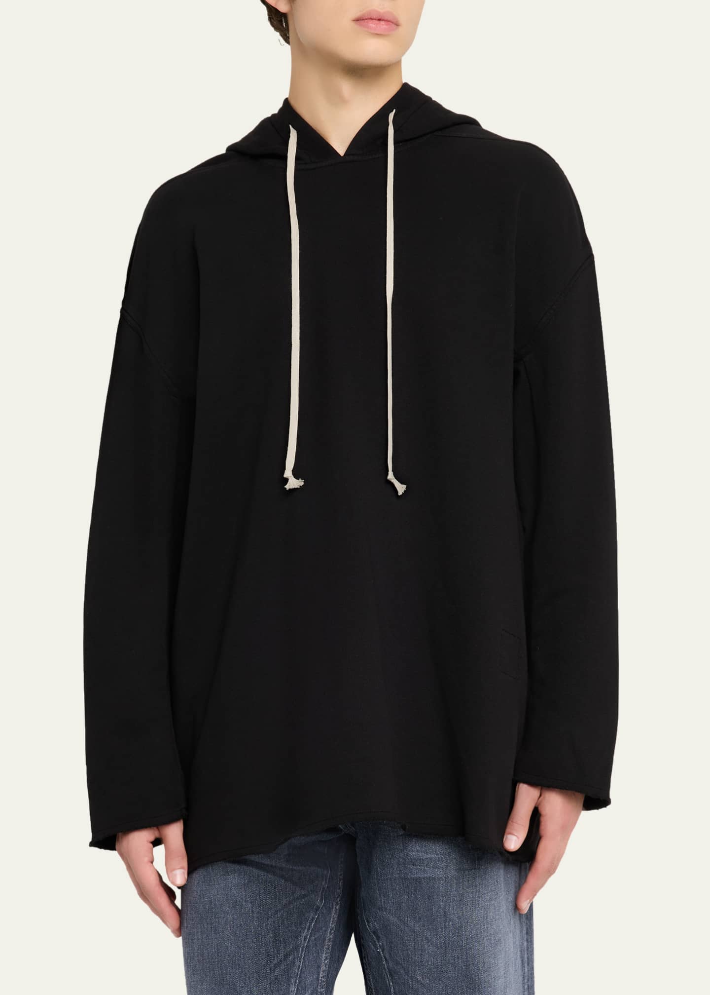 Men's Cotton Raw-Edge Oversized Hoodie