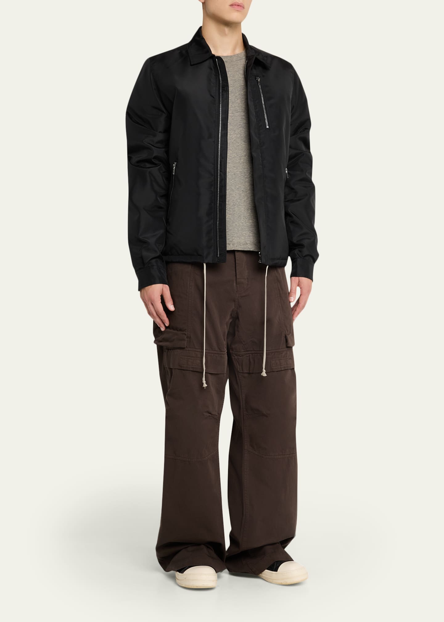 DRKSHDW RICK OWENS Men's Nylon Hidden-Zip Front Shirt Jacket