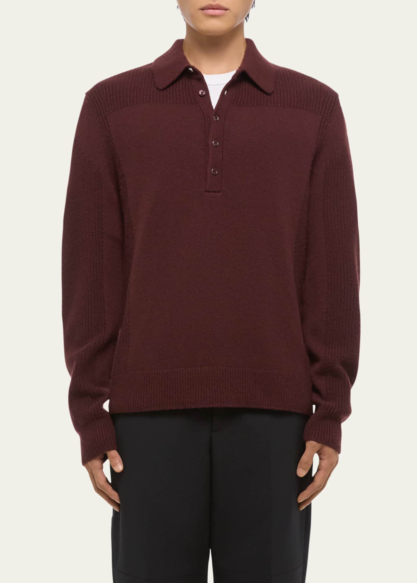 Helmut Lang Men's Wool Knit Polo Sweater - Bergdorf Goodman