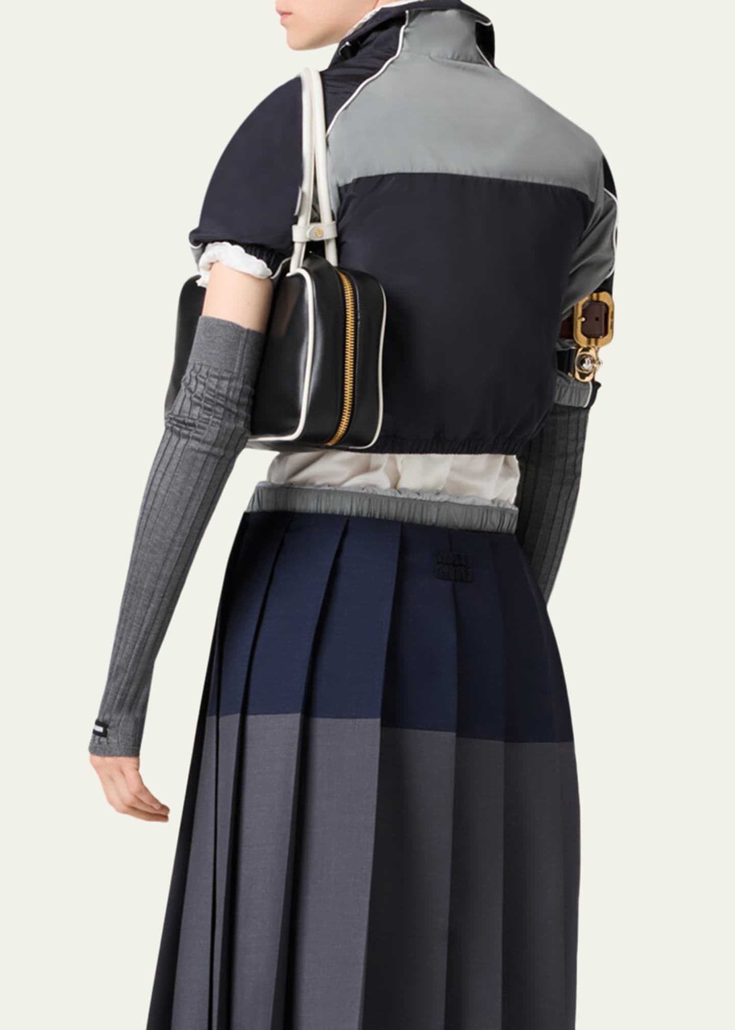 Miu Miu Cropped Technical Silk Colorblock Jacket - Bergdorf Goodman