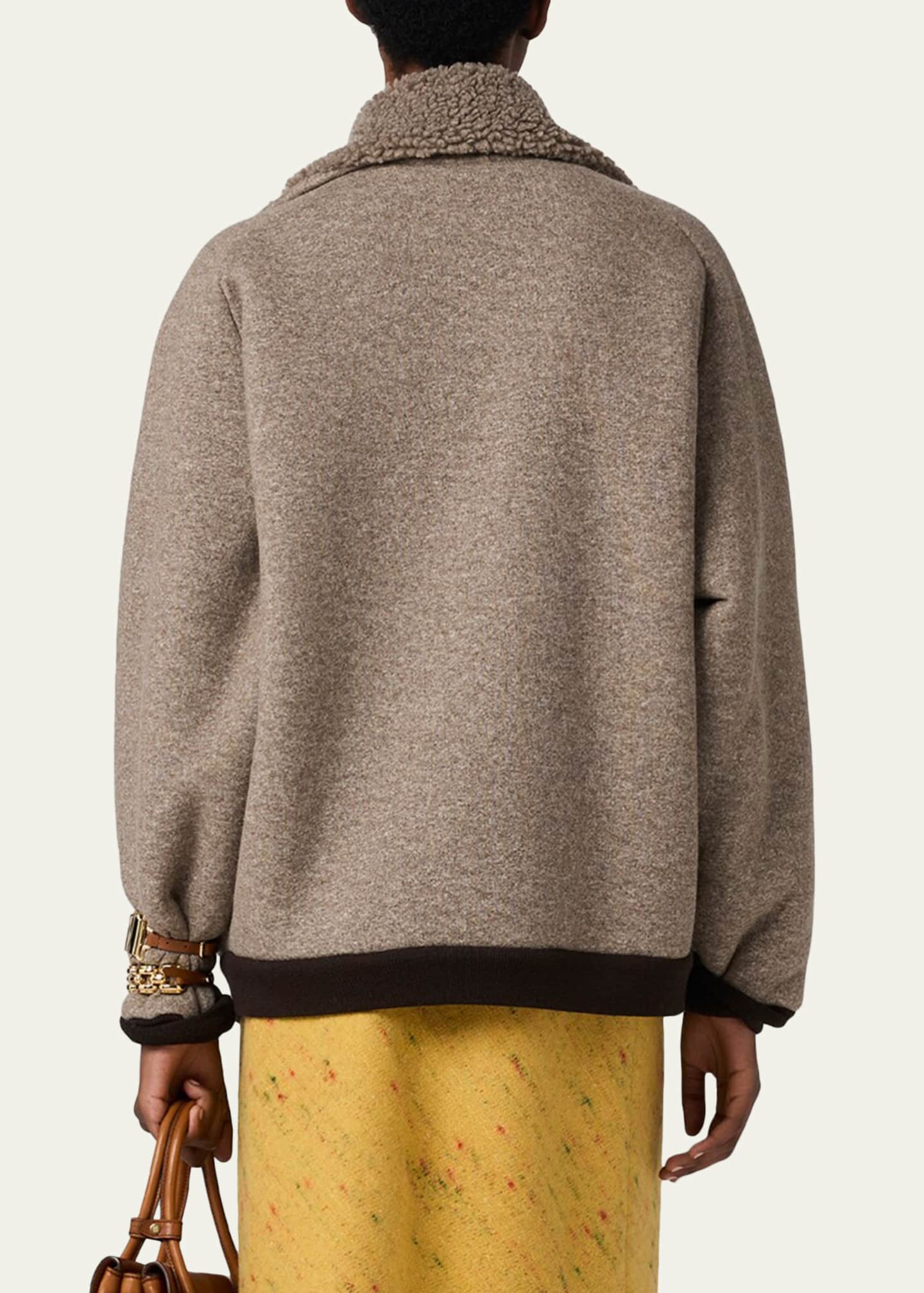 Miu Miu Faux Fur Lined Fleece Zip Jacket - Bergdorf Goodman