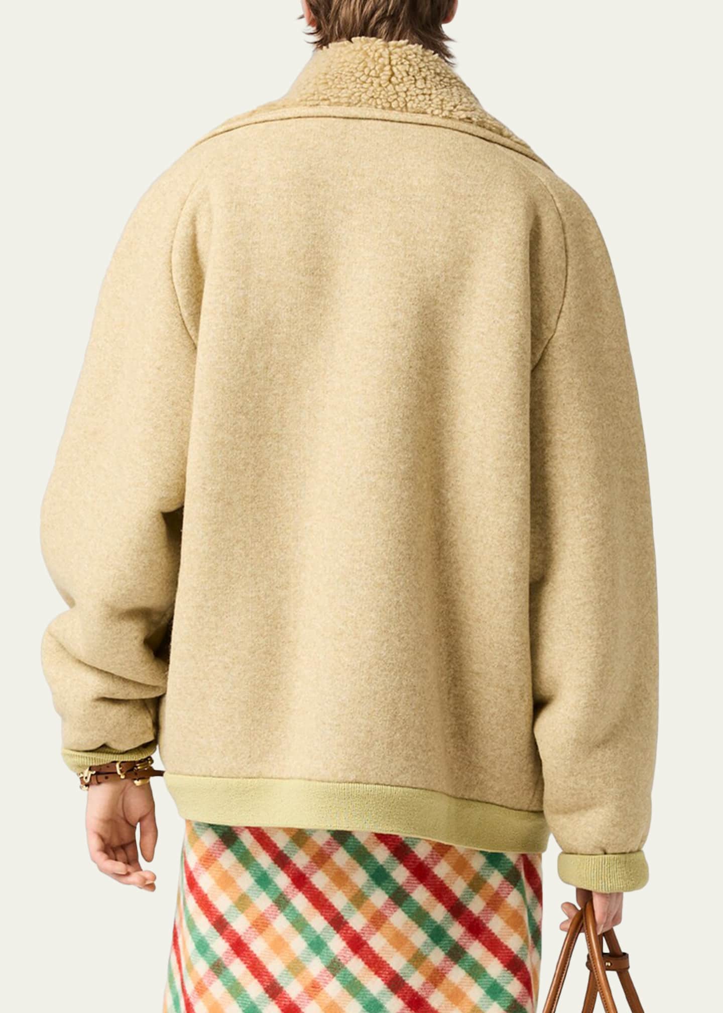 Miu Miu Faux Fur Lined Fleece Zip Jacket - Bergdorf Goodman