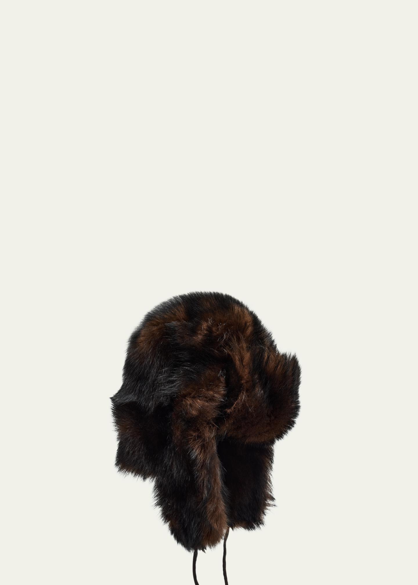 NWT Pologeorgis Shearling Hat with Pom Black Black Shearling Sheepskin Polo Hat for Men: FurHatWorld.com main image 4