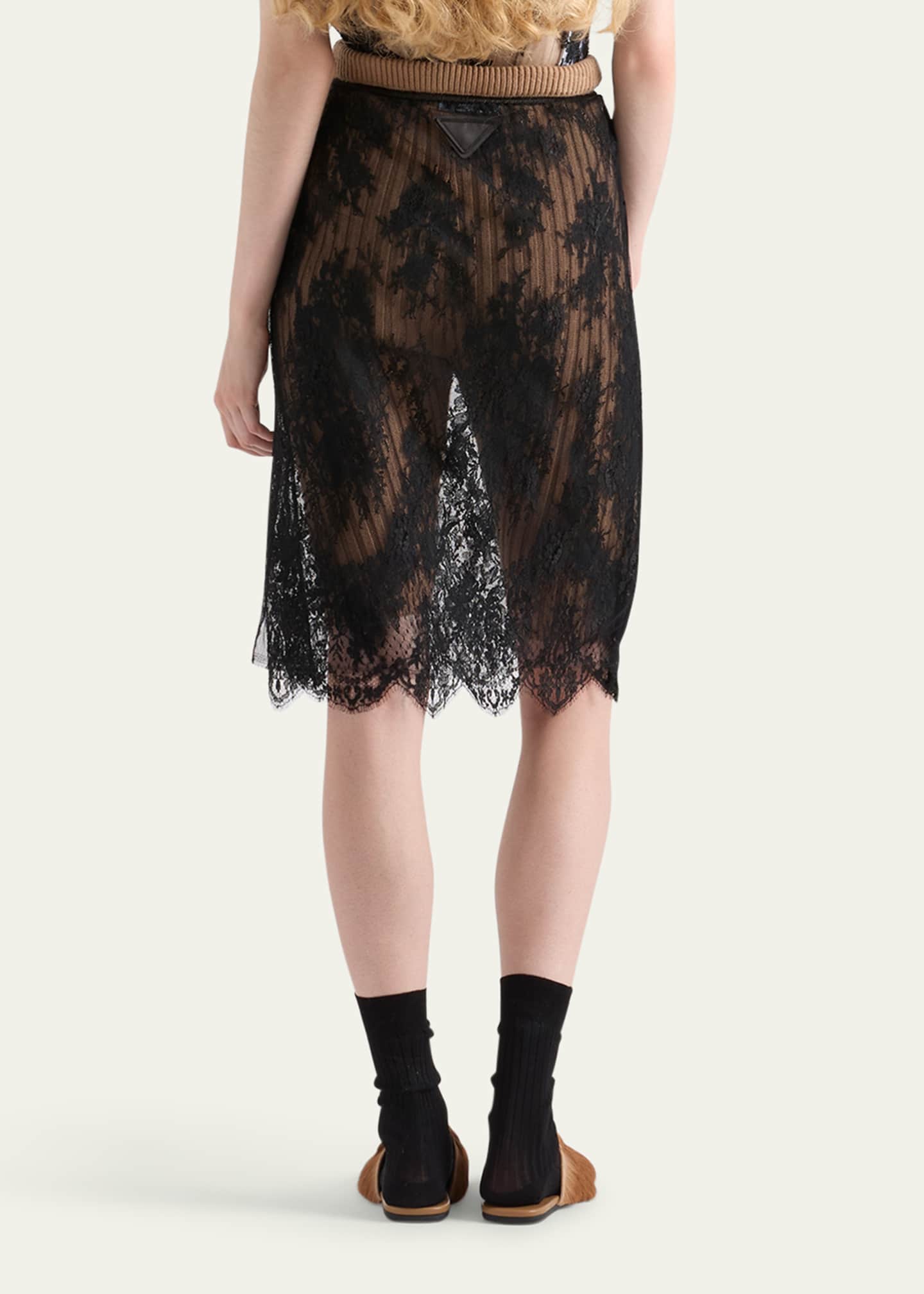Prada Pizzo Lace Sheer Skirt - Bergdorf Goodman